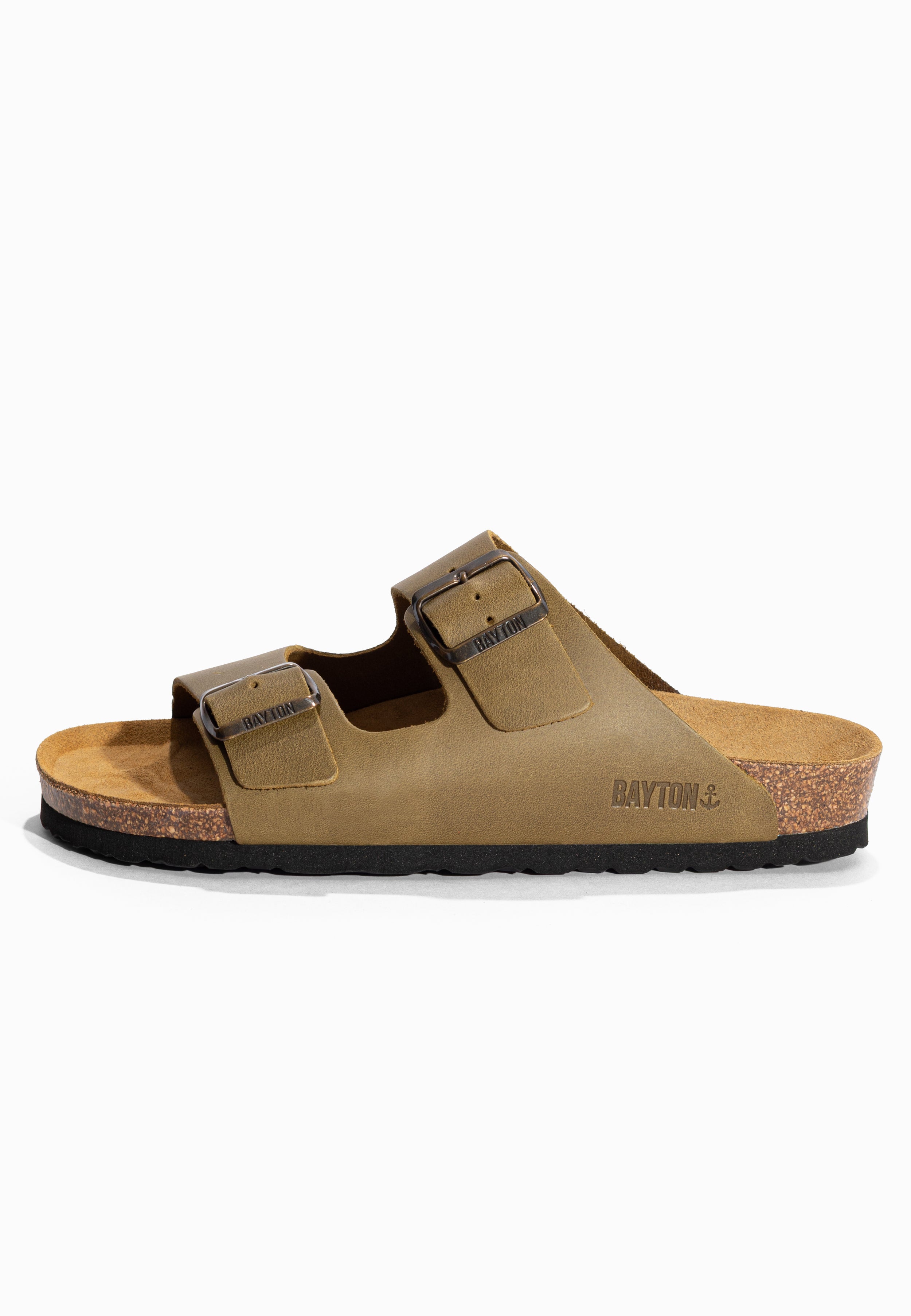 Sandales 2 Brides Atlas Kaki en Cuir Bayton pour Homme