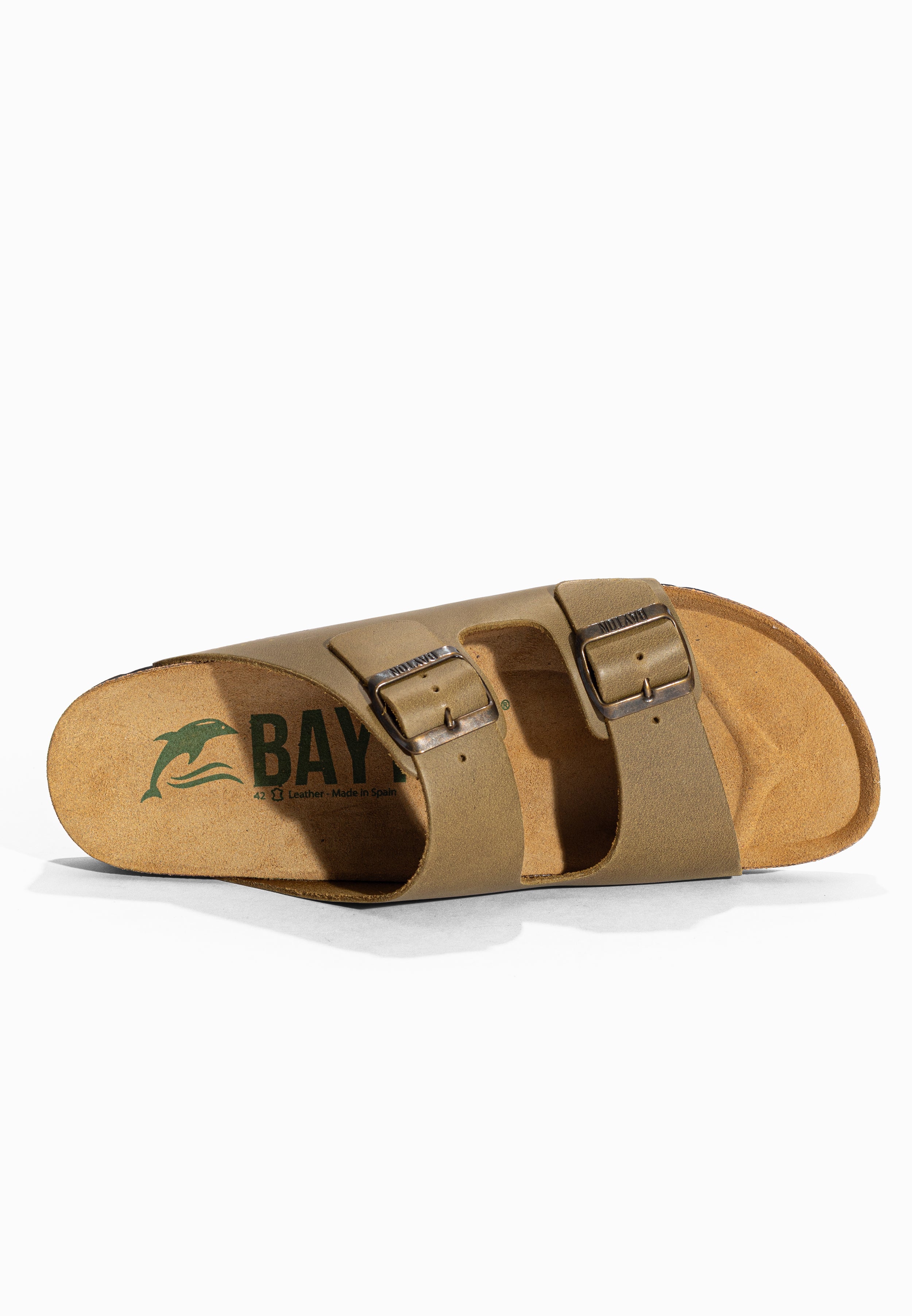 Sandales 2 Brides Atlas Kaki en Cuir Bayton pour Homme