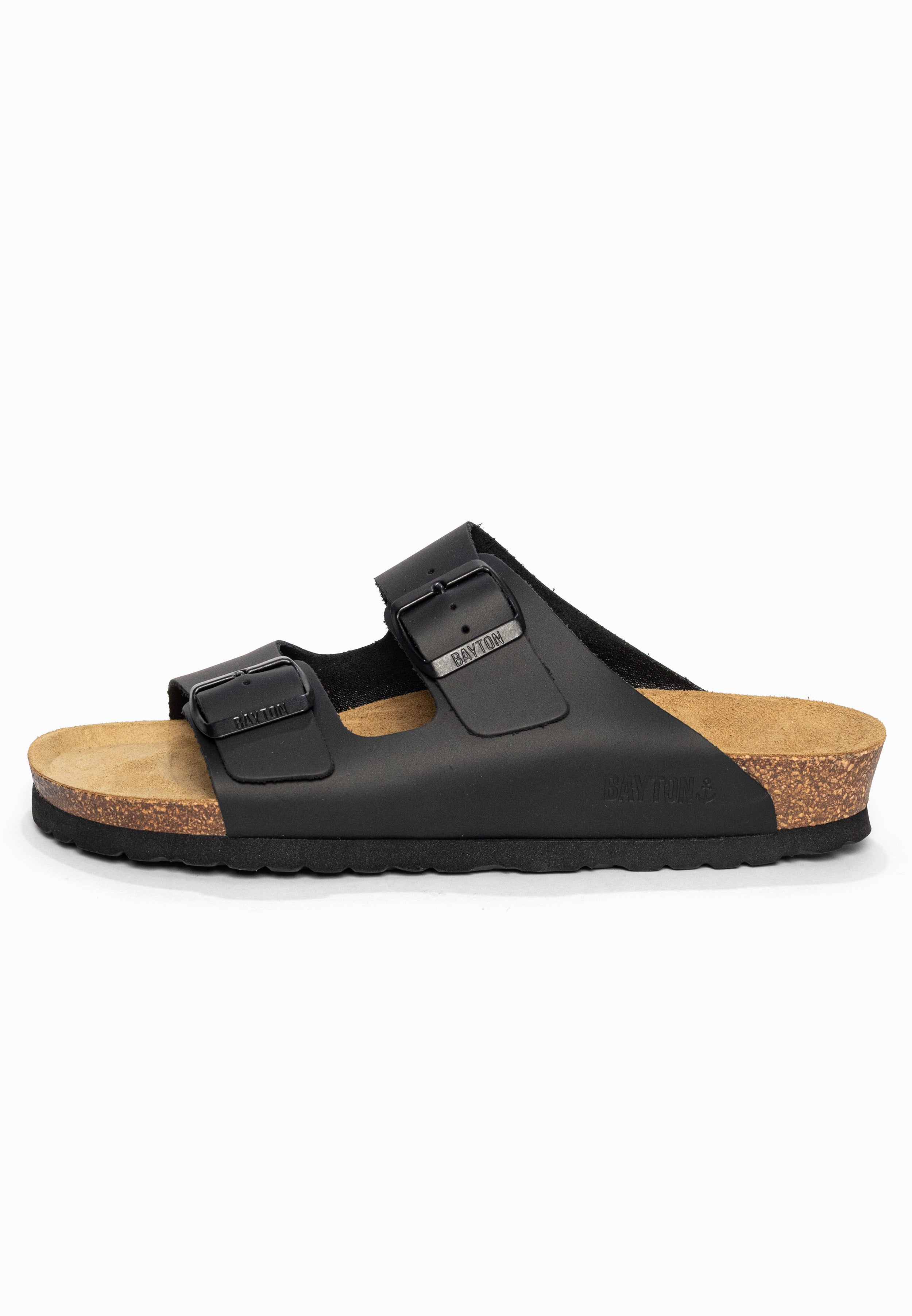 Sandales 2 Brides Atlas Noir en Cuir Bayton pour Homme