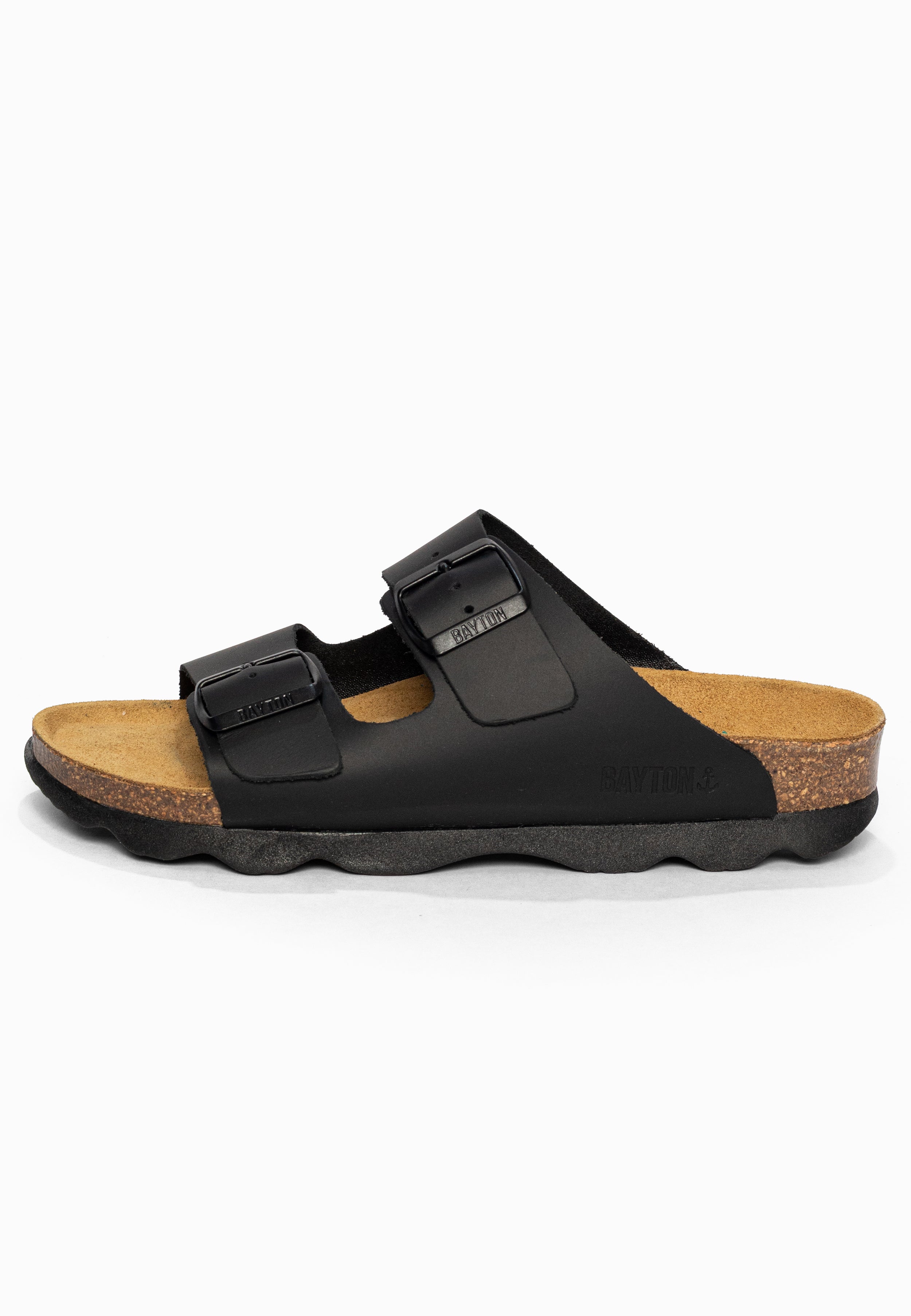 Sandales 2 Brides Atlas Noir en Cuir Bayton pour Femme
