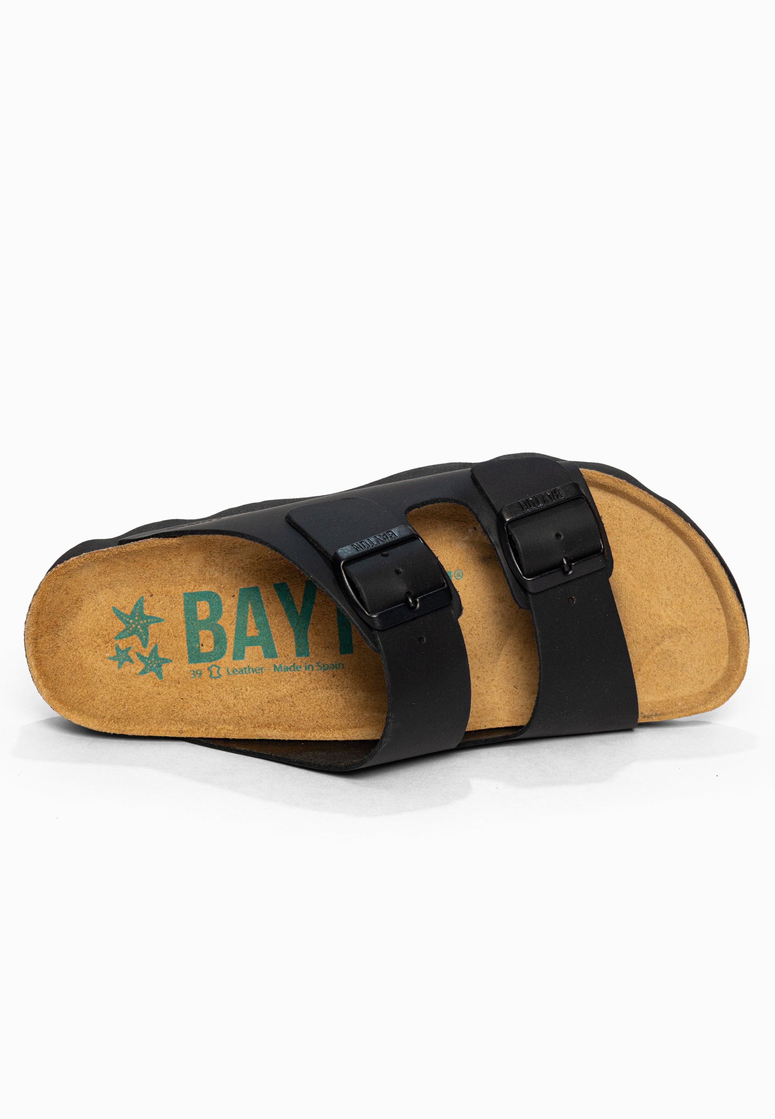 Sandales 2 Brides Atlas Noir en Cuir Bayton pour Femme