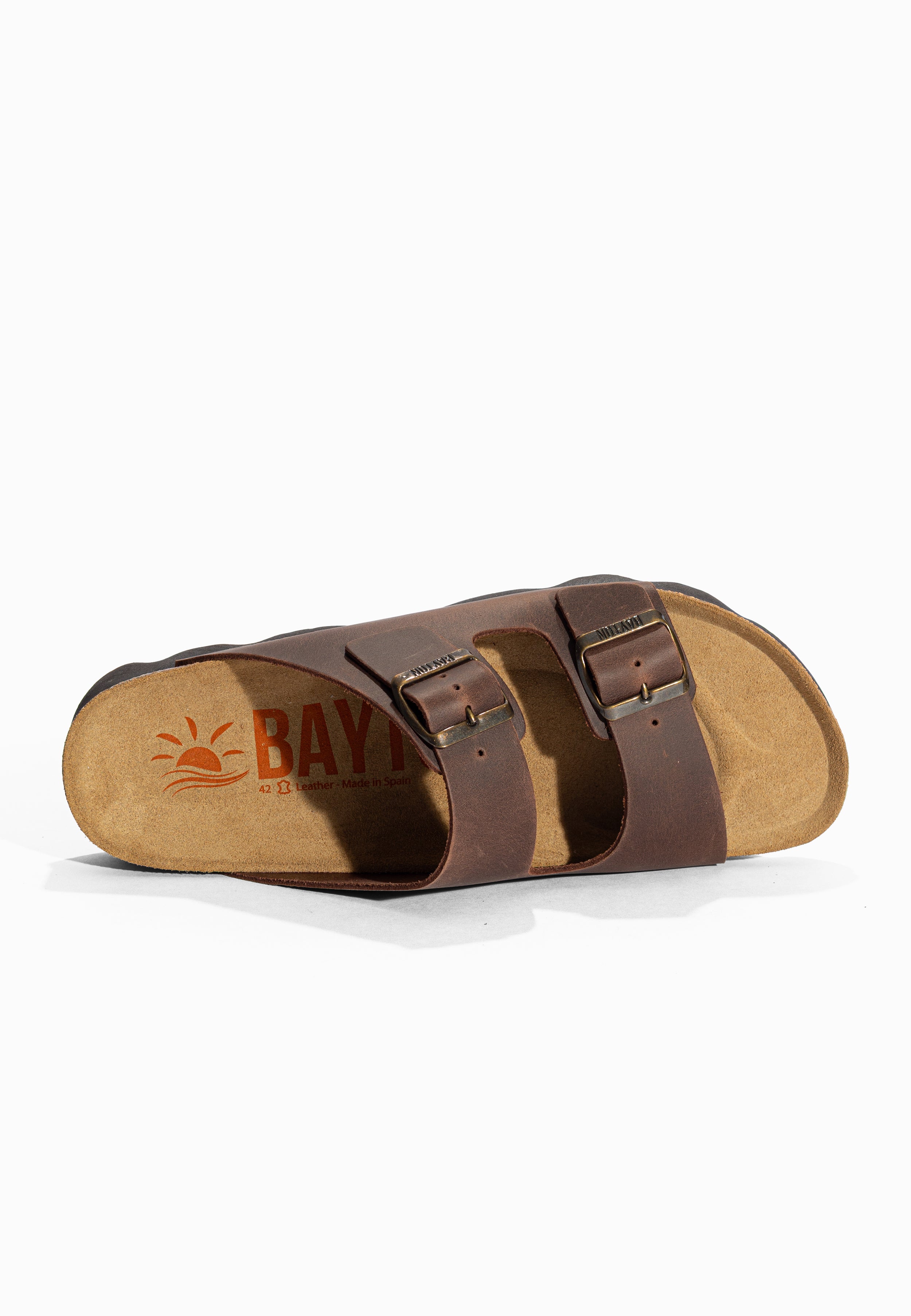 Sandales 2 Brides Atlas Marron en Cuir Bayton pour Homme