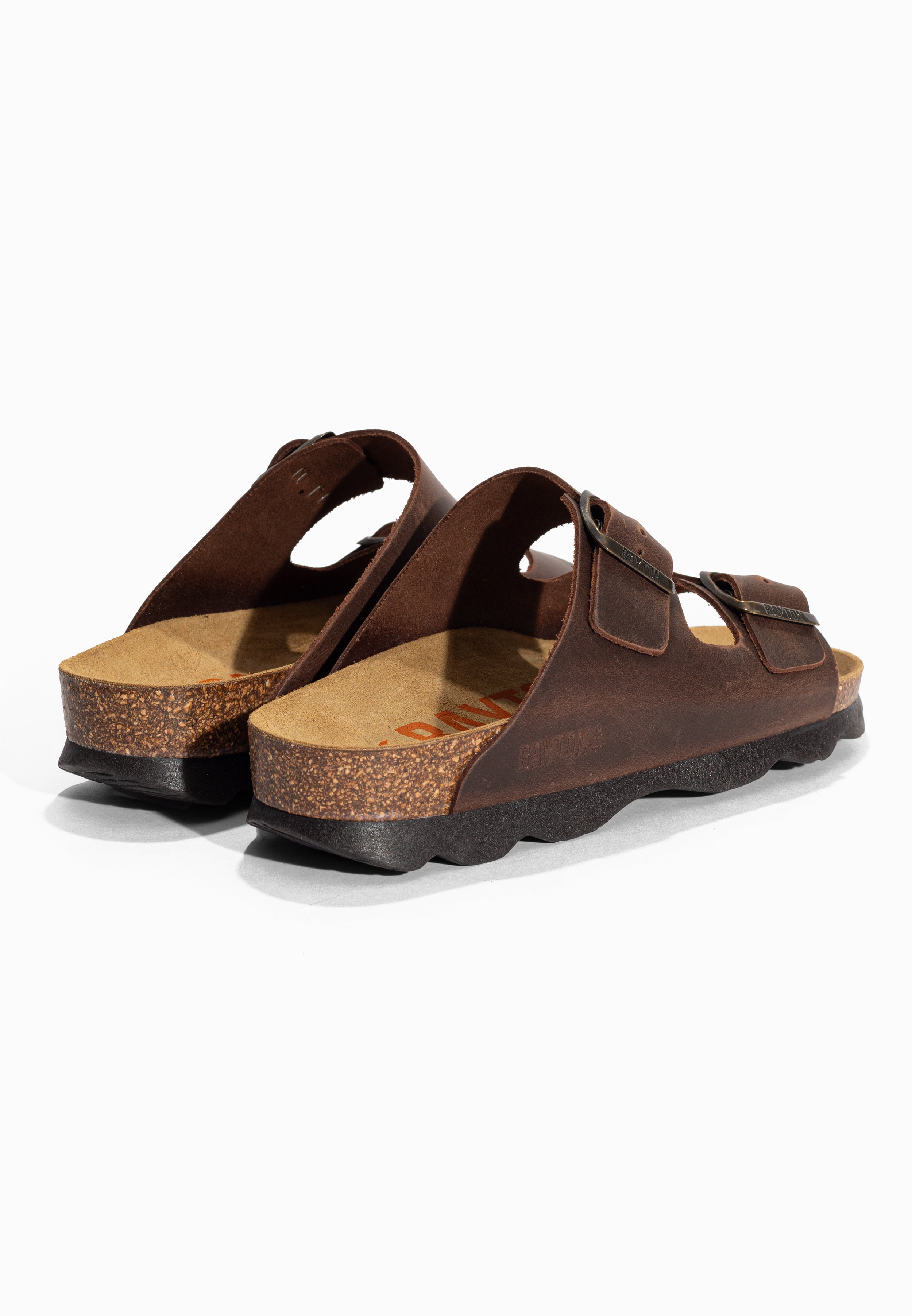 Sandales 2 Brides Atlas Marron en Cuir Bayton pour Homme