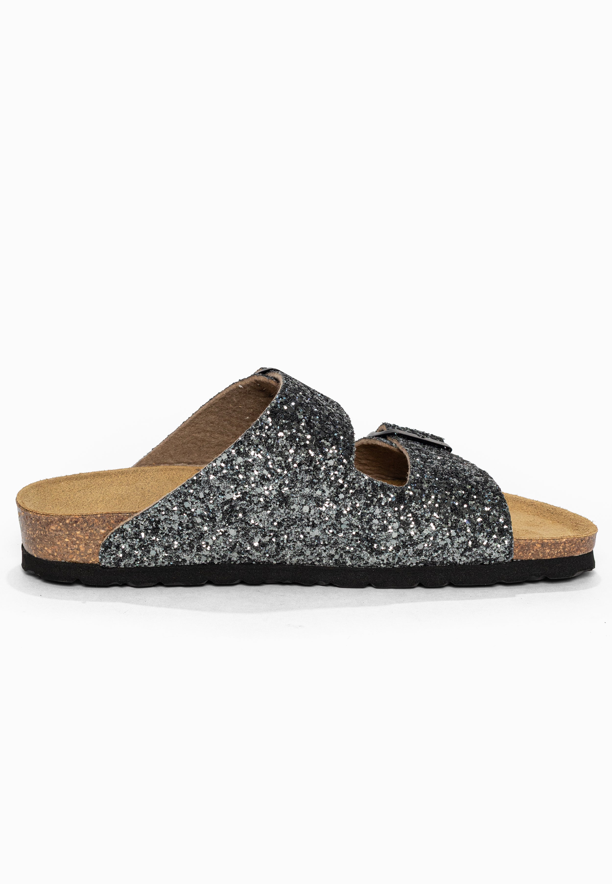 Sandales 2 Brides Atlas Anthracite pailleté Bayton pour Femme
