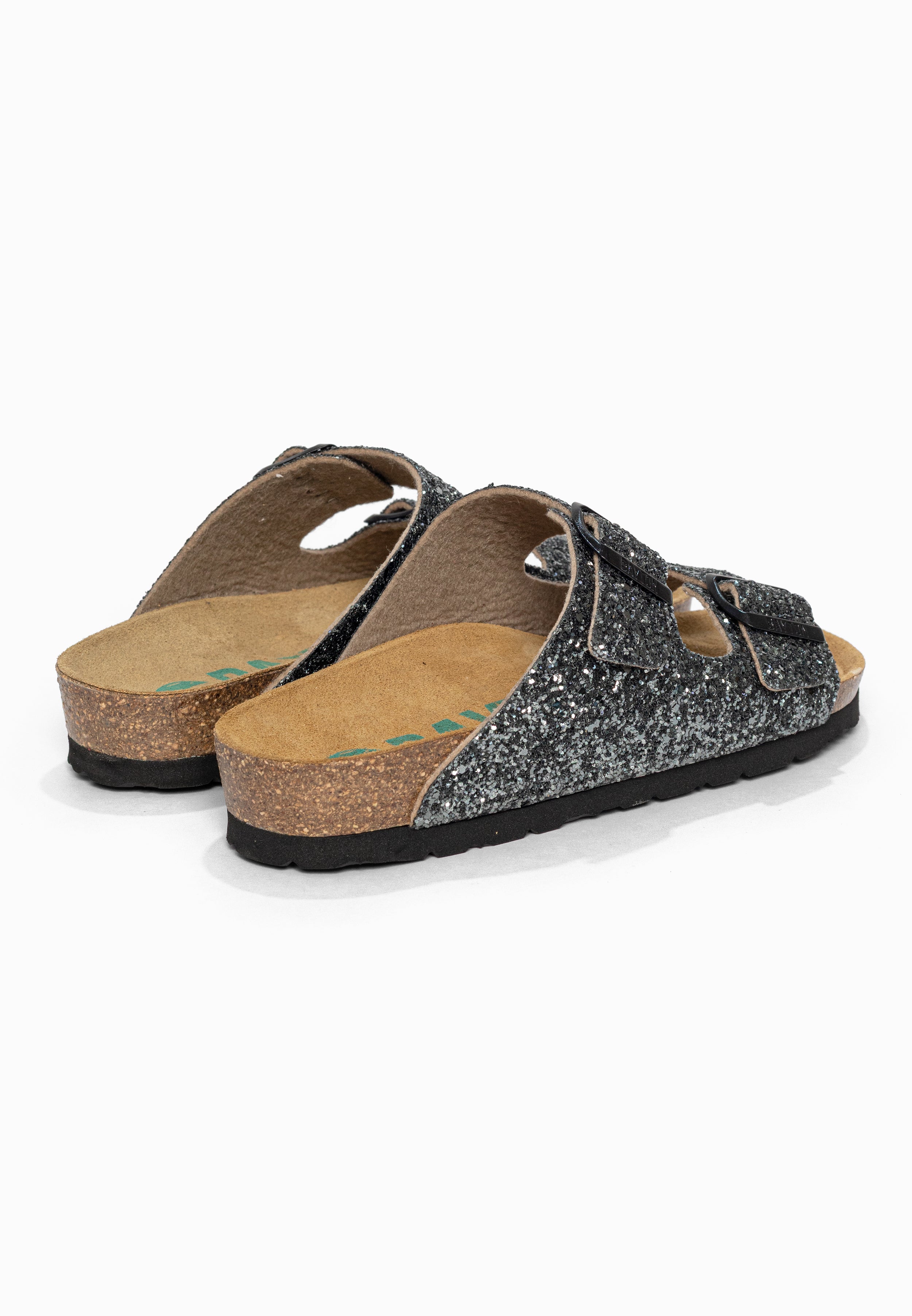 Sandales 2 Brides Atlas Anthracite pailleté Bayton pour Femme