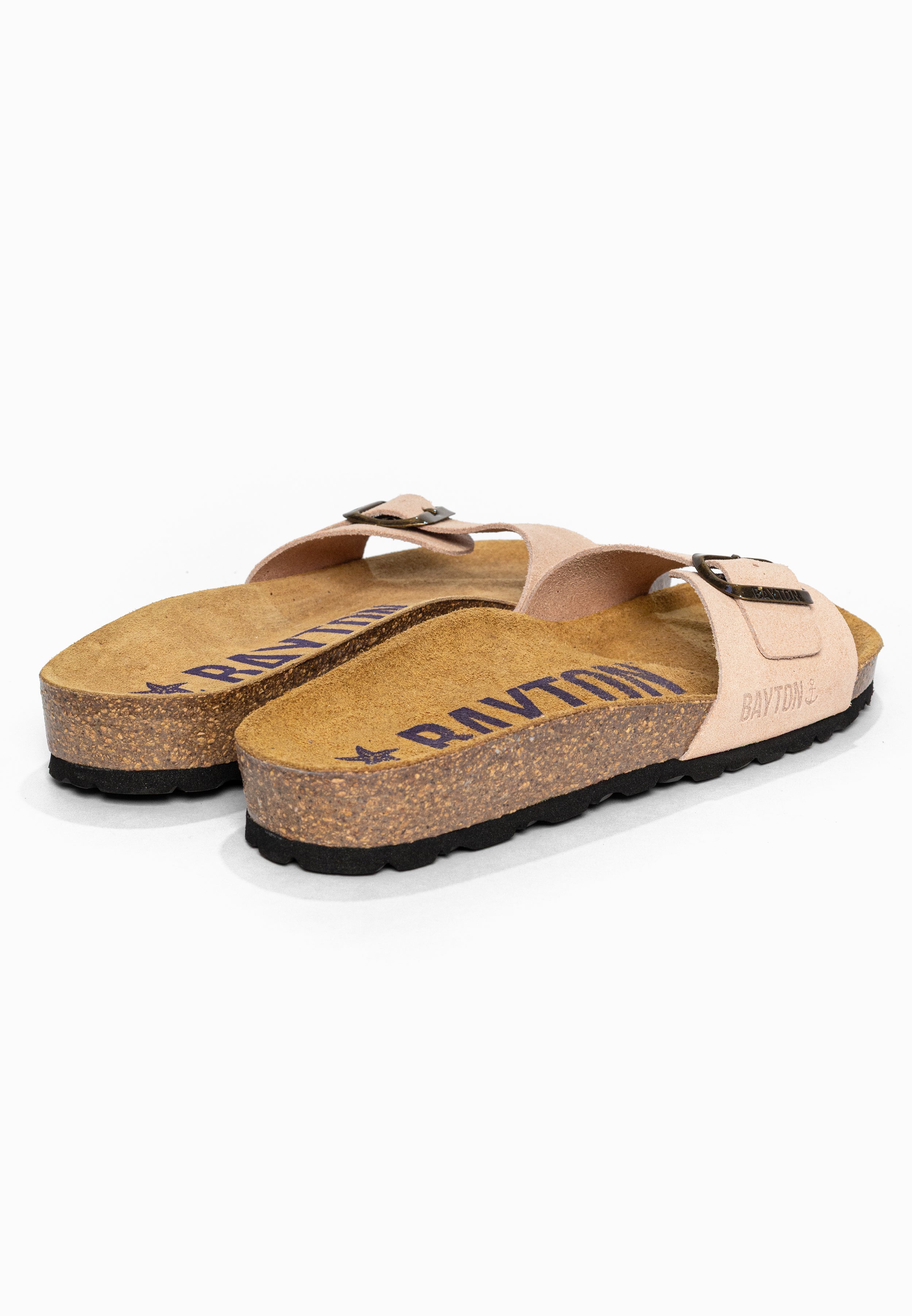 Sandales 1 Bride Zephyr Pêche en Cuir Suédé Bayton pour Femme