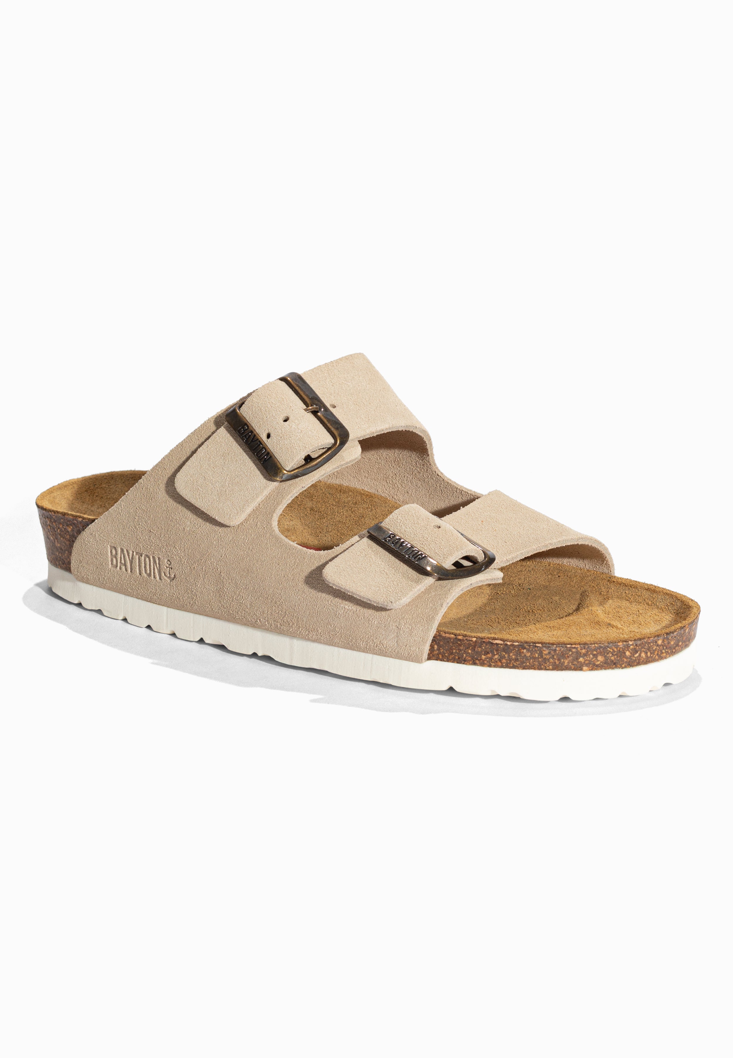 Sandales 2 Brides Atlas Beige en Cuir Suédé Bayton pour Femme