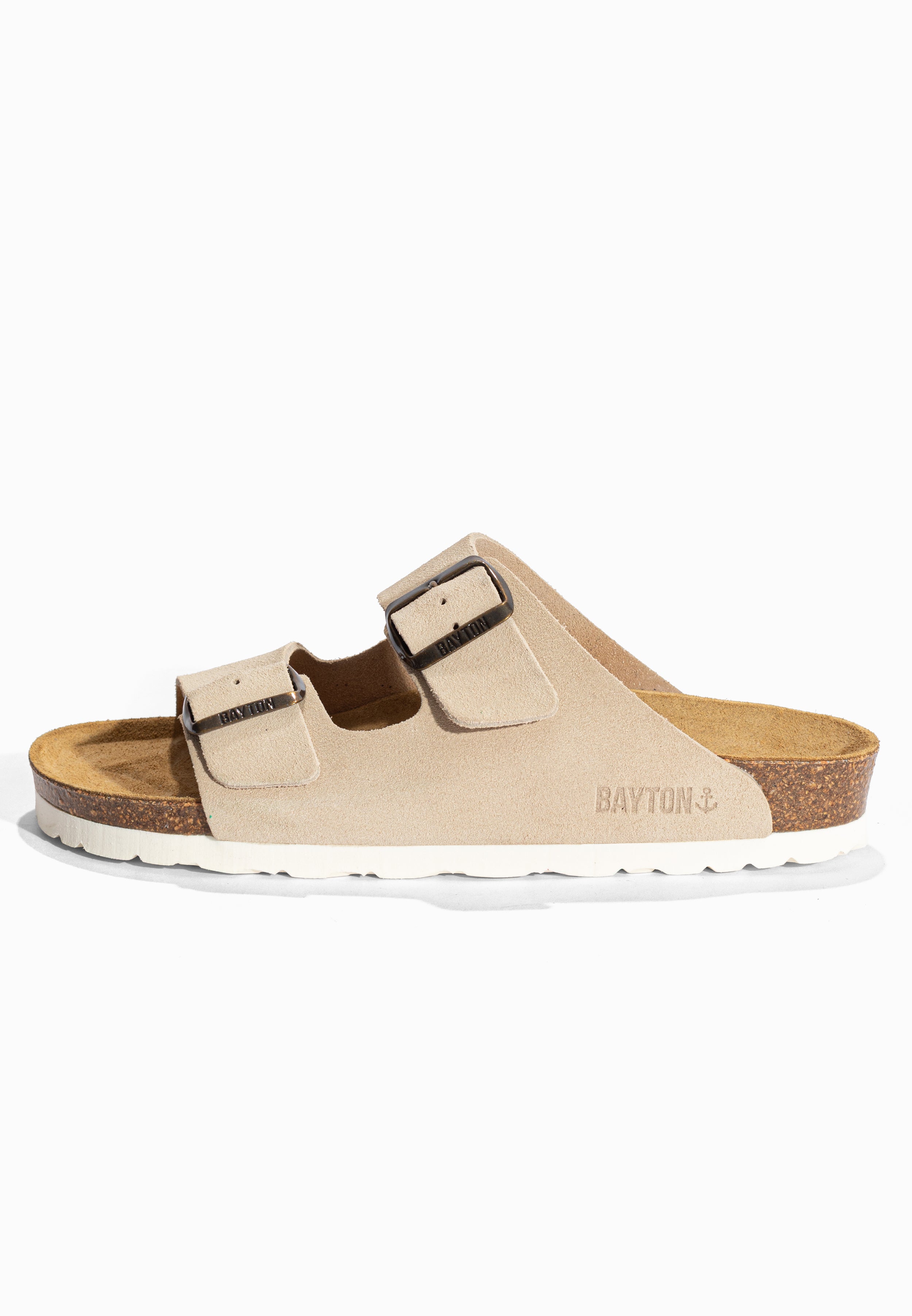 Sandales 2 Brides Atlas Beige en Cuir Suédé Bayton pour Femme