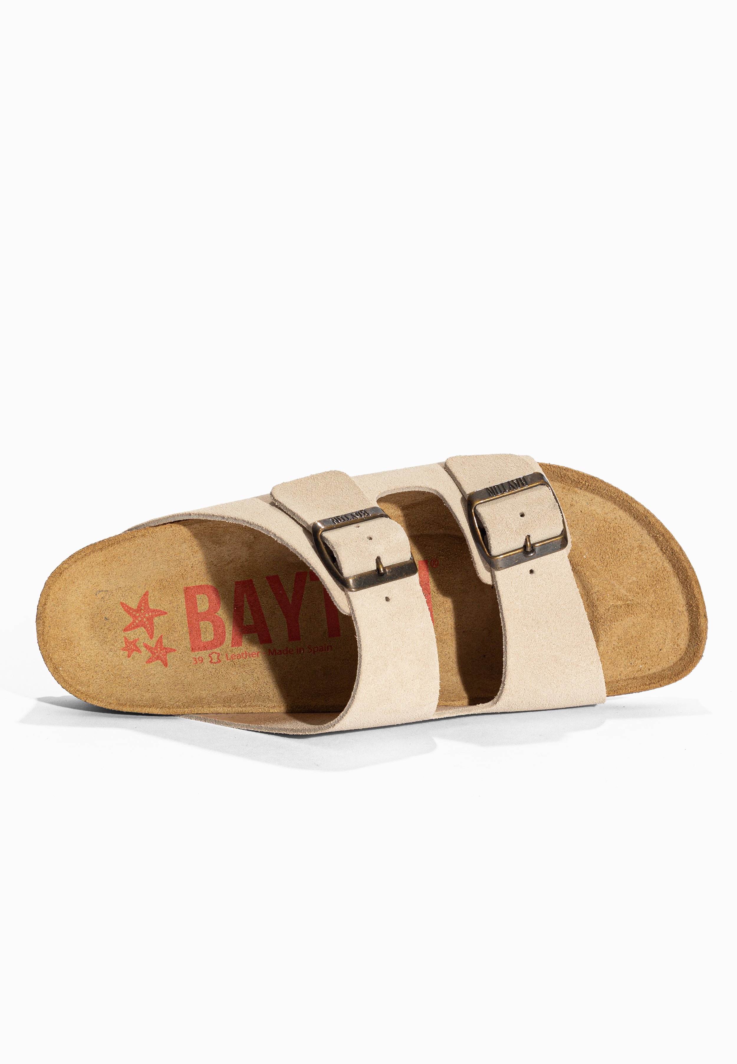 Sandales 2 Brides Atlas Beige en Cuir Suédé Bayton pour Femme