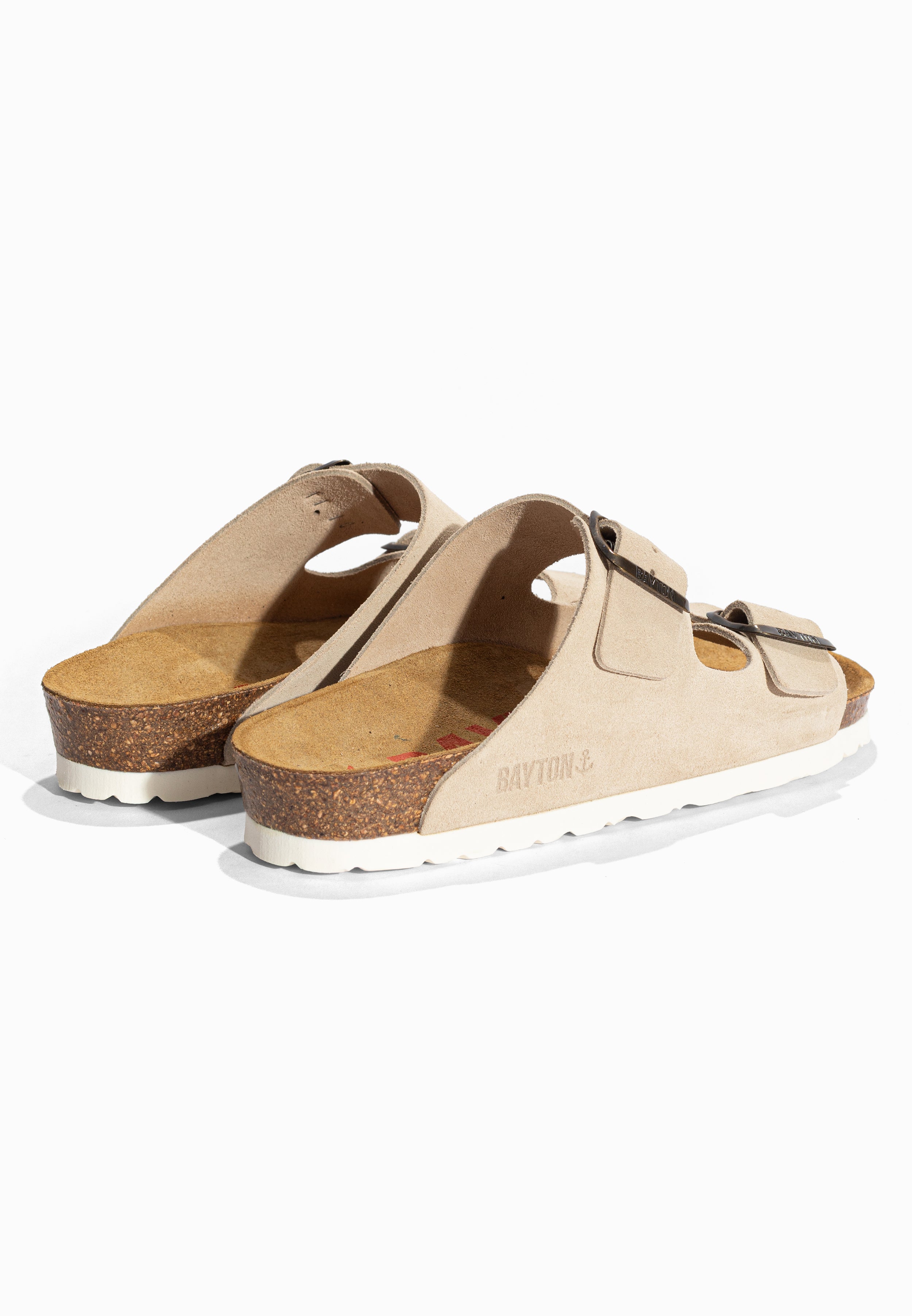 Sandales 2 Brides Atlas Beige en Cuir Suédé Bayton pour Femme