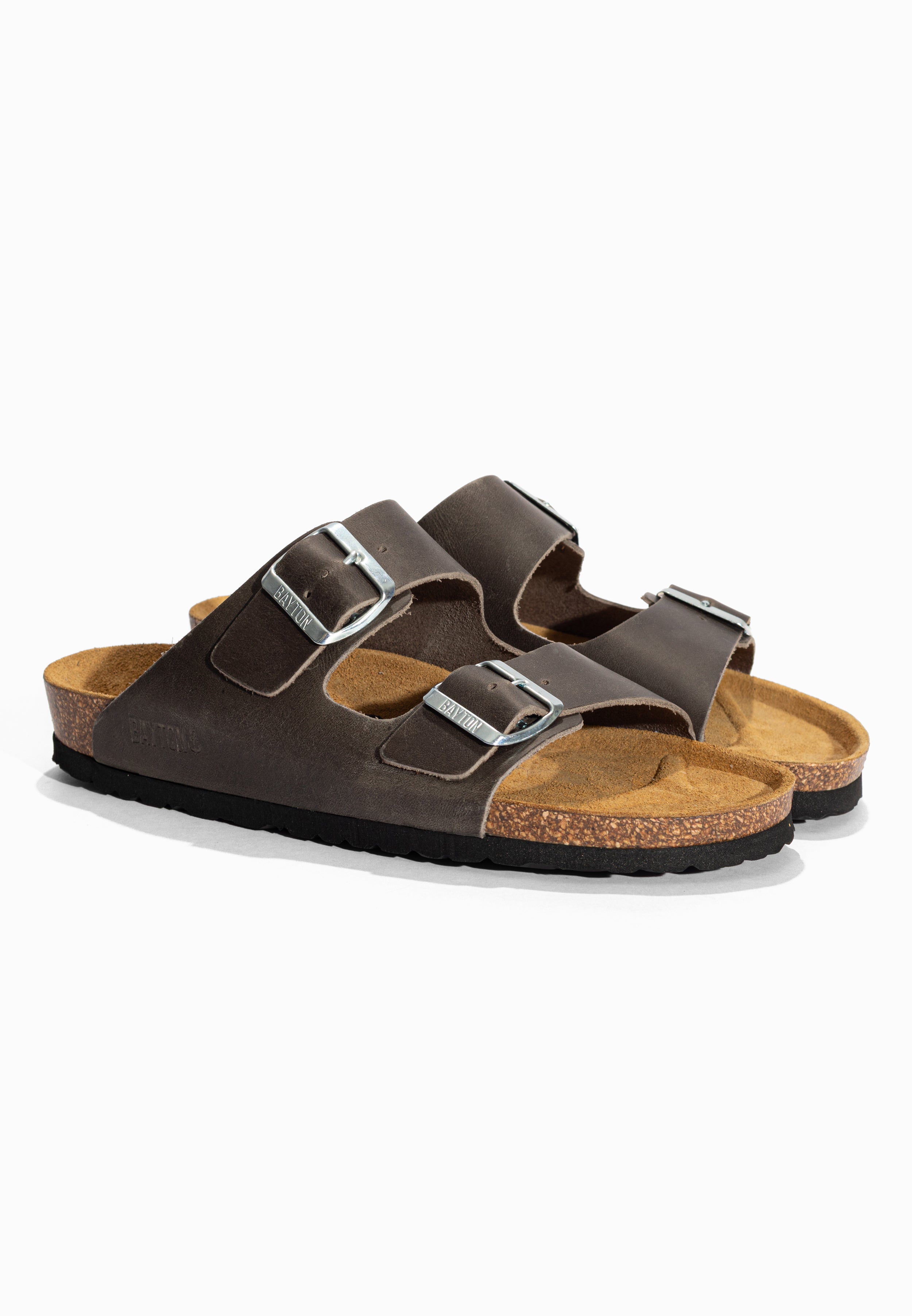 Sandales 2 Brides Atlas Anthracite en Cuir Bayton pour Homme