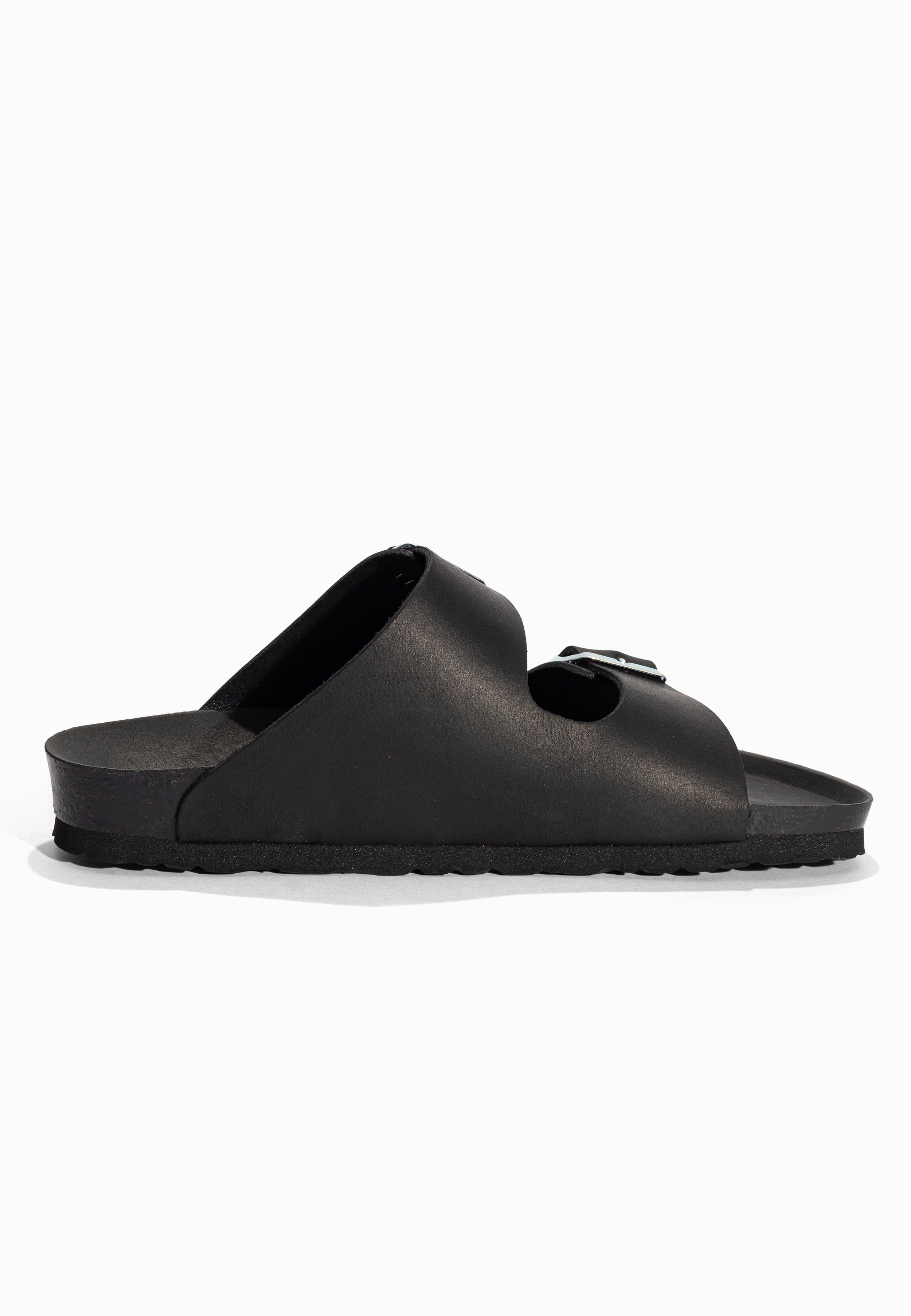 Sandales 2 Brides Atlas Noir en Cuir Bayton pour Homme