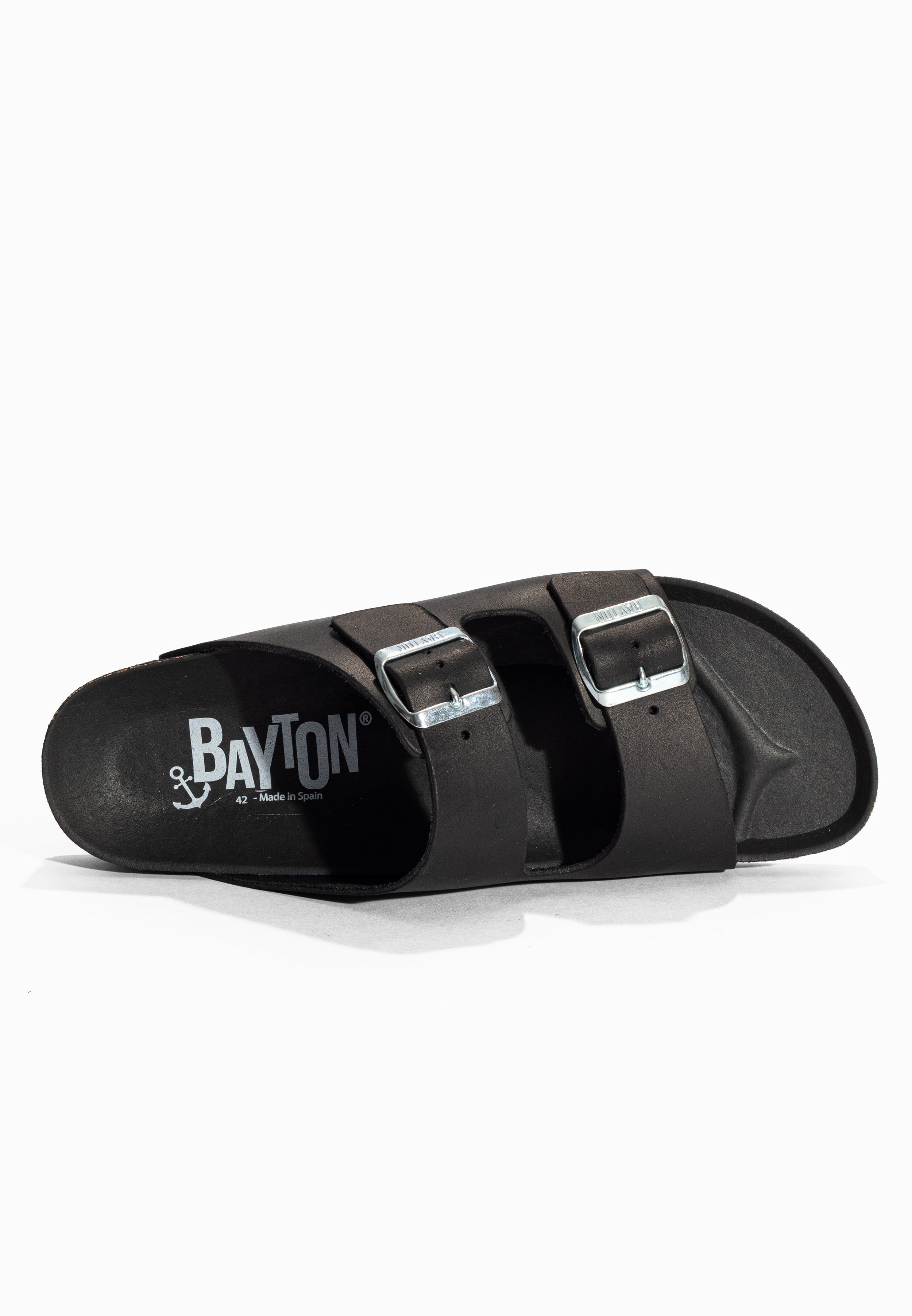 Sandales 2 Brides Atlas Noir en Cuir Bayton pour Homme