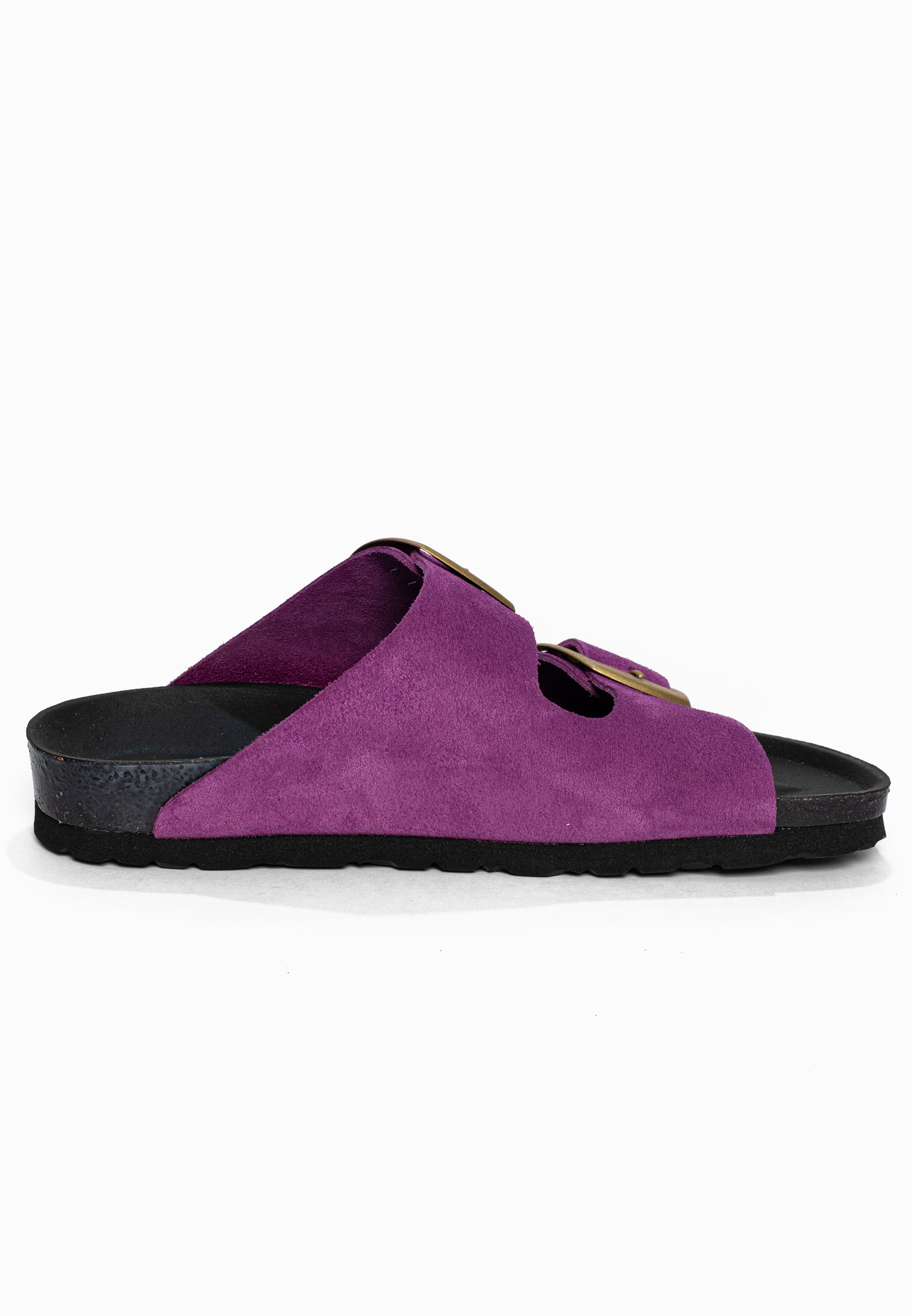 Sandales 2 Brides Alicante Violet en Cuir Suédé Bayton pour Femme