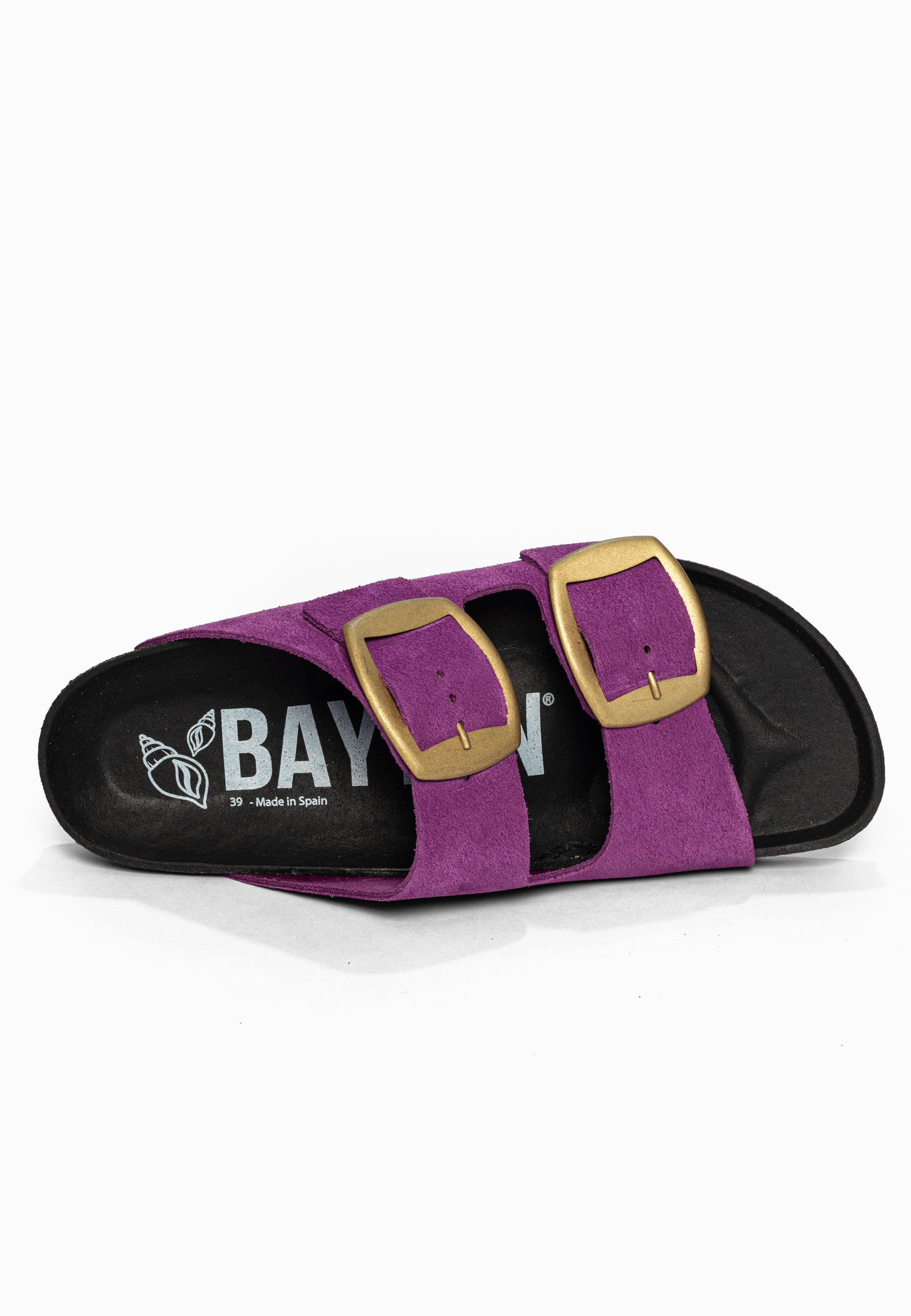 Sandales 2 Brides Alicante Violet en Cuir Suédé Bayton pour Femme