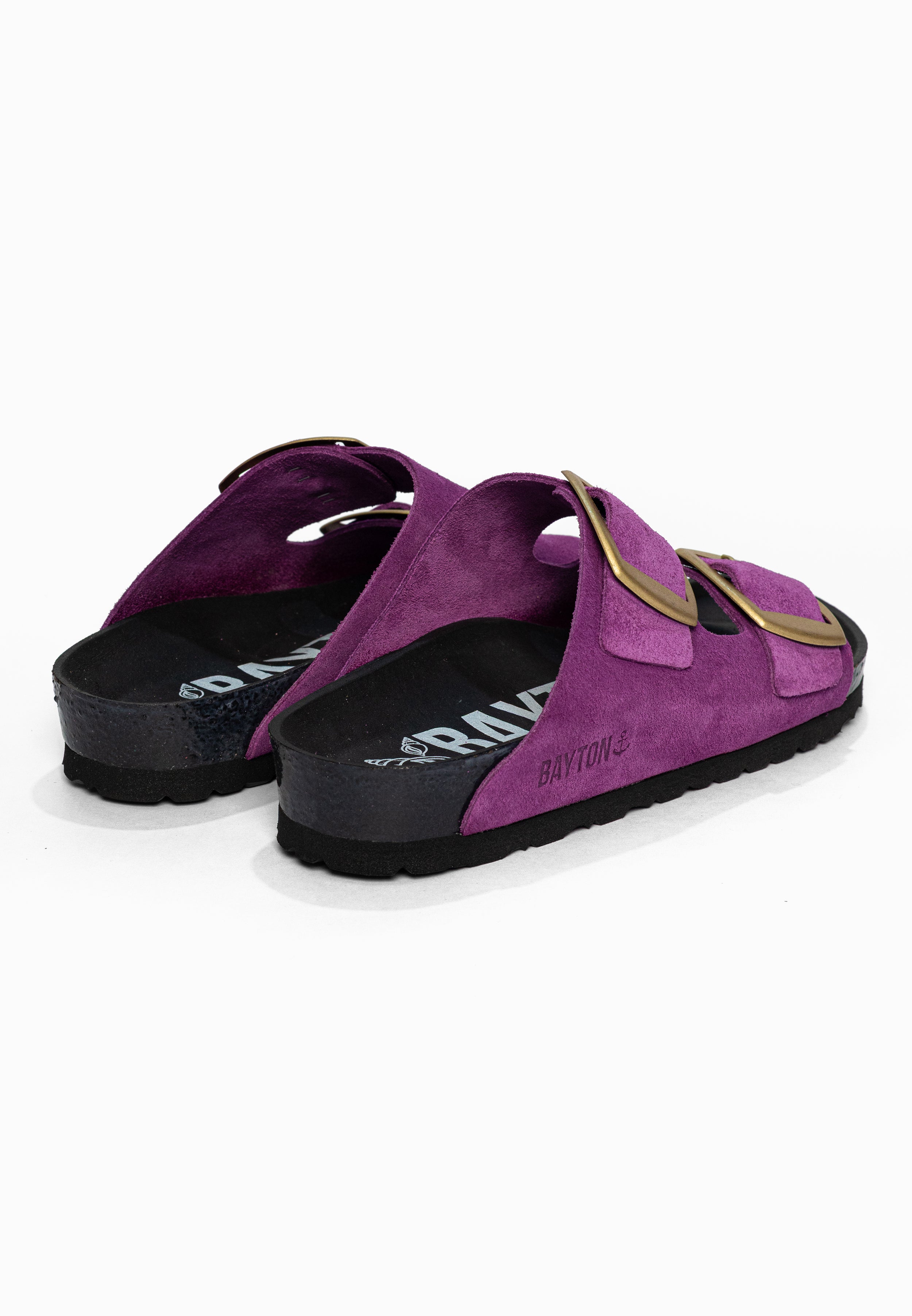 Sandales 2 Brides Alicante Violet en Cuir Suédé Bayton pour Femme