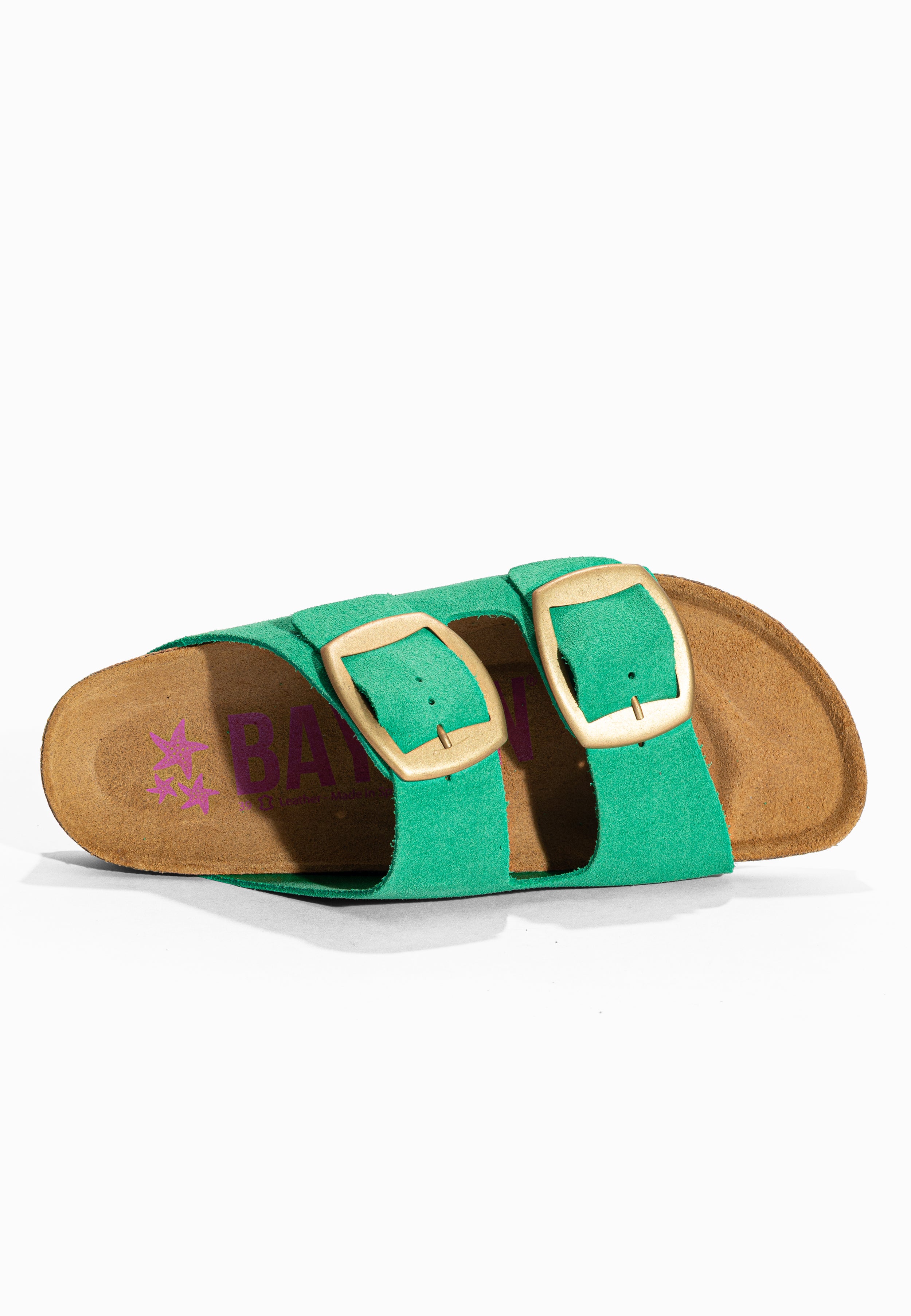 Sandales 2 Brides Alicante Vert en Cuir Suédé Bayton pour Femme