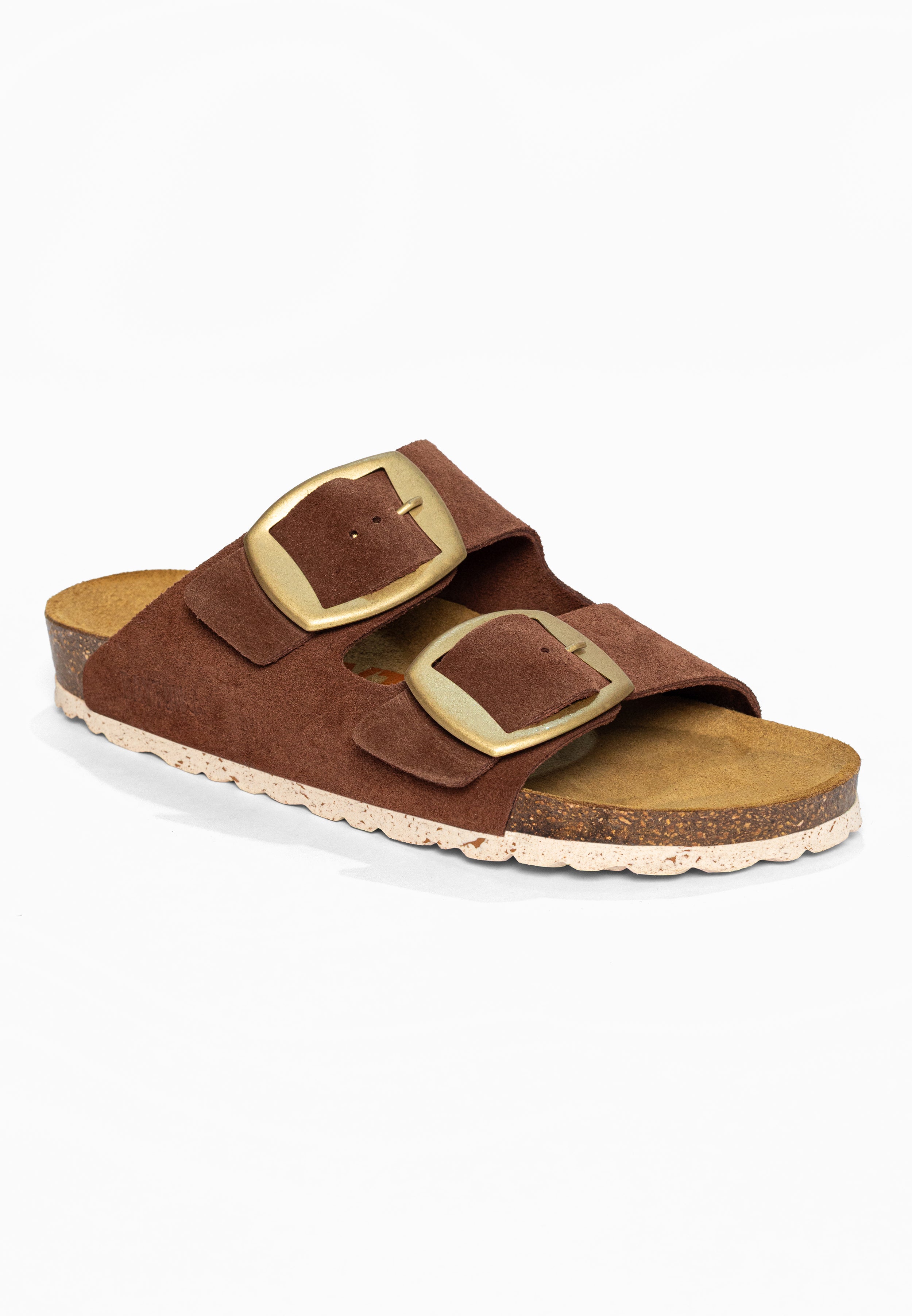 Sandales 2 Brides Alicante Marron en Cuir Suédé Bayton pour Femme