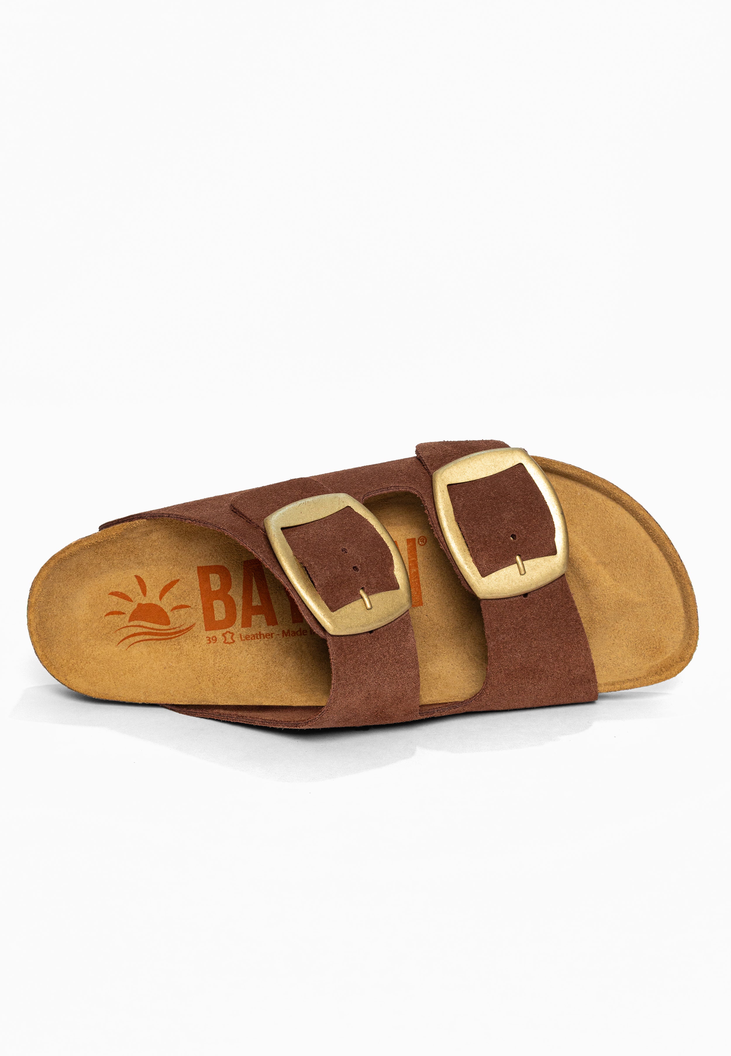 Sandales 2 Brides Alicante Marron en Cuir Suédé Bayton pour Femme