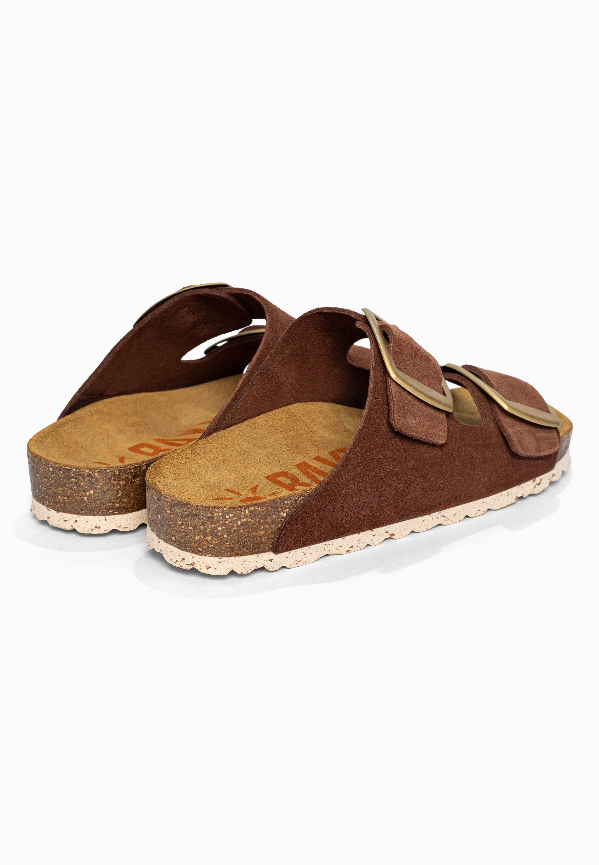 Sandales 2 Brides Alicante Marron en Cuir Suédé Bayton pour Femme