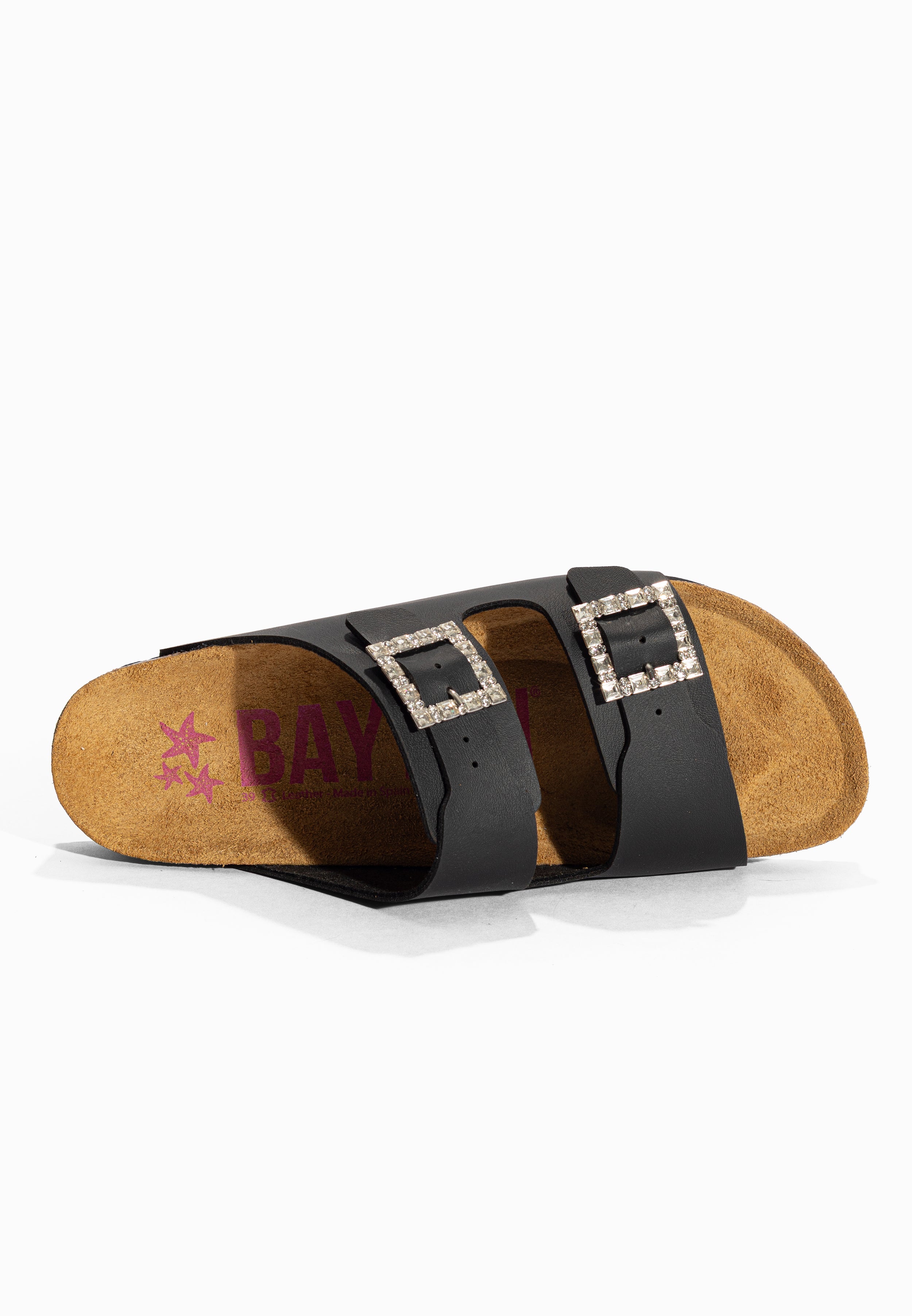 Sandales 2 Brides Strass Atlas Noir Bayton pour Femme