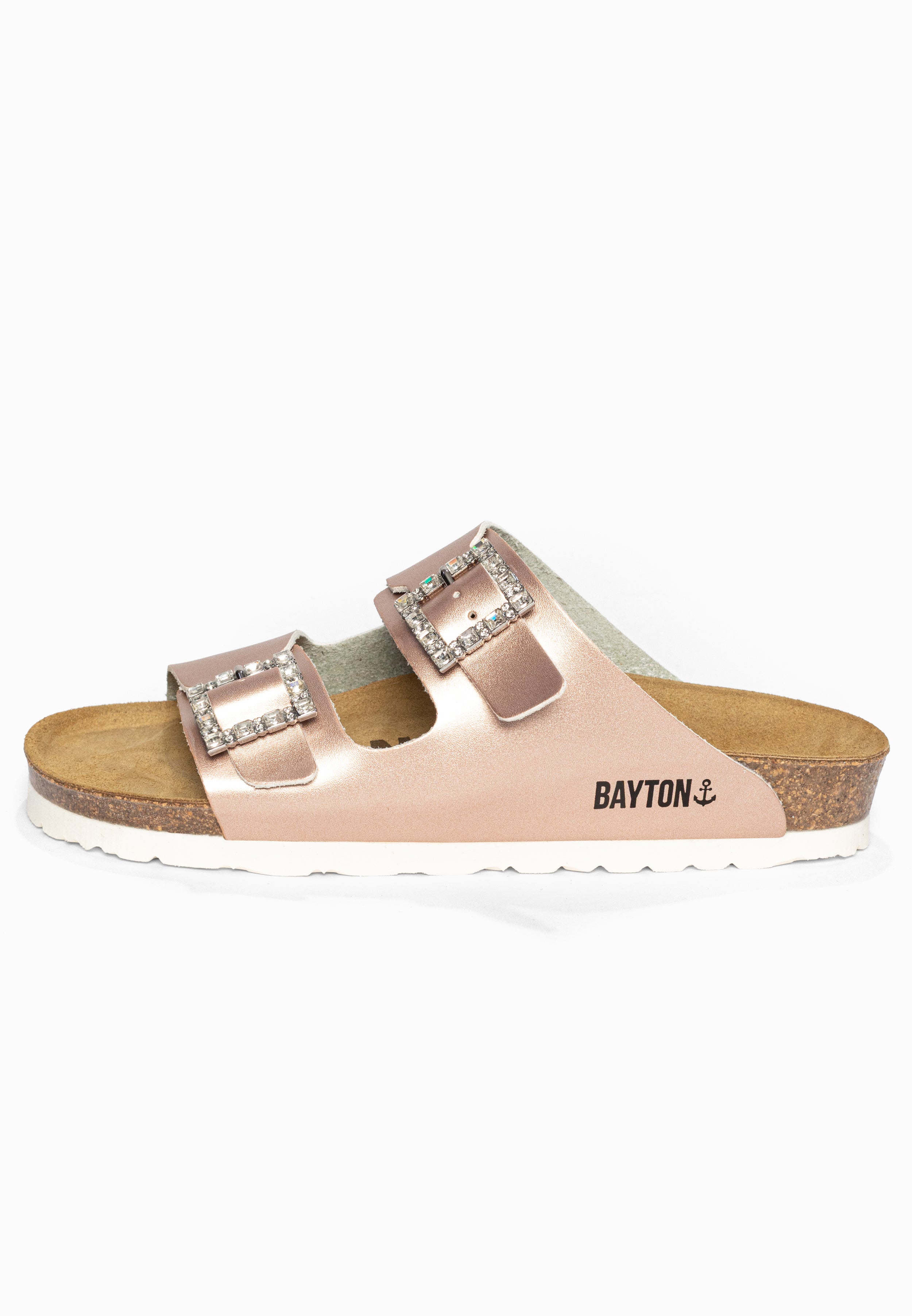 Sandales 2 Brides Strass Atlas Rose gold Bayton pour Femme