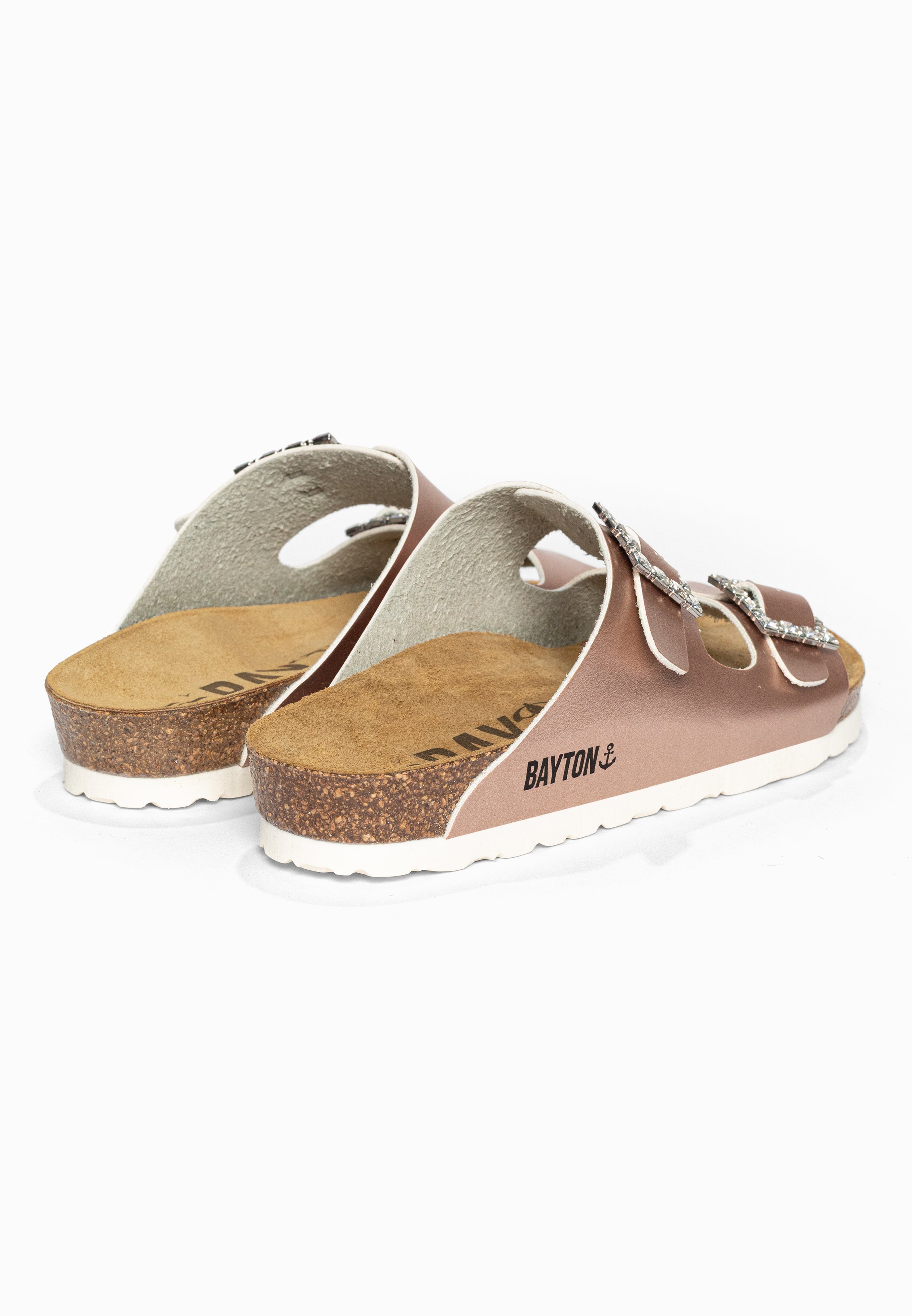Sandales 2 Brides Strass Atlas Rose gold Bayton pour Femme