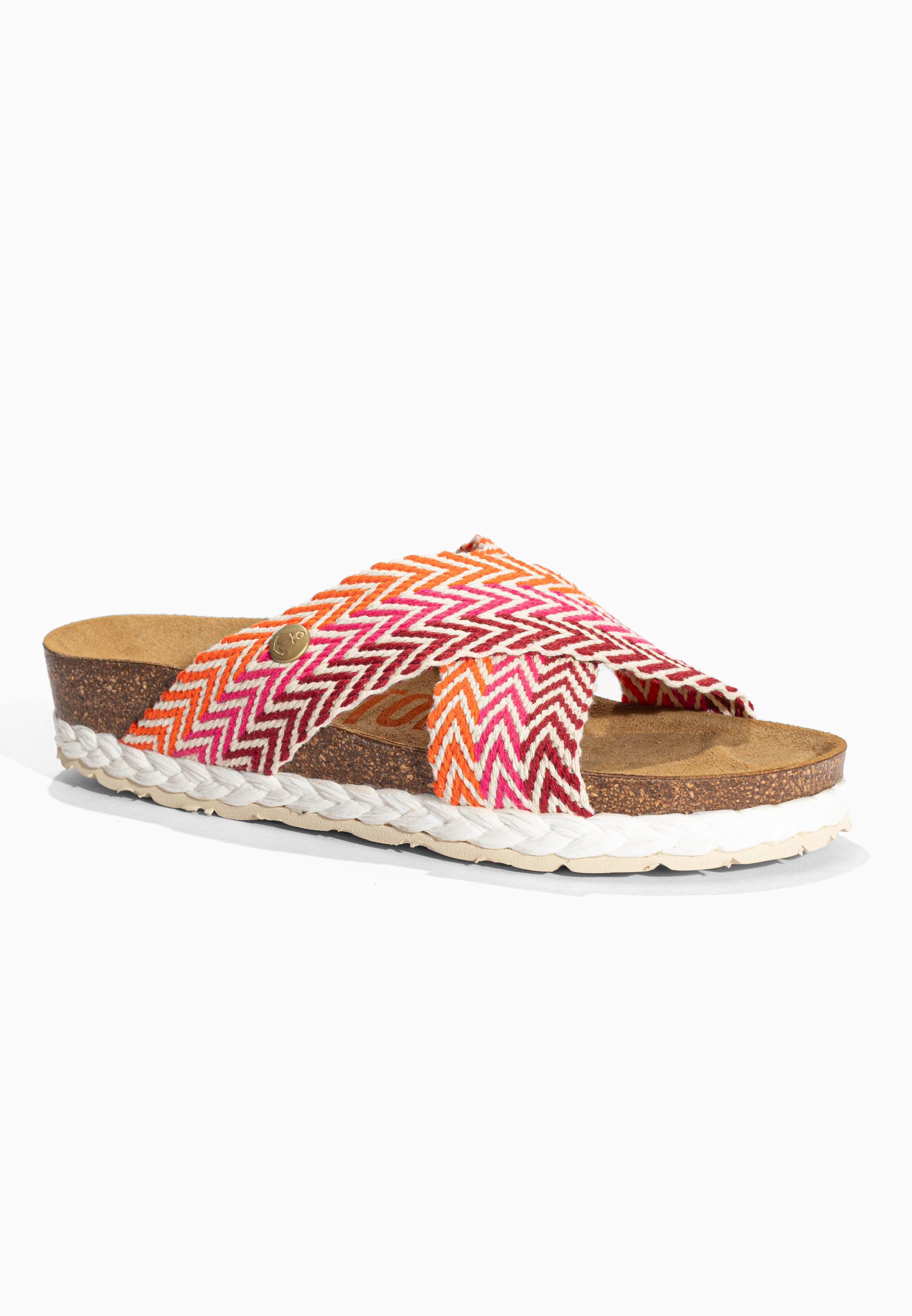 Sandales 2 Brides Burgos Bordeaux Rose et Orange Bayton pour Femme