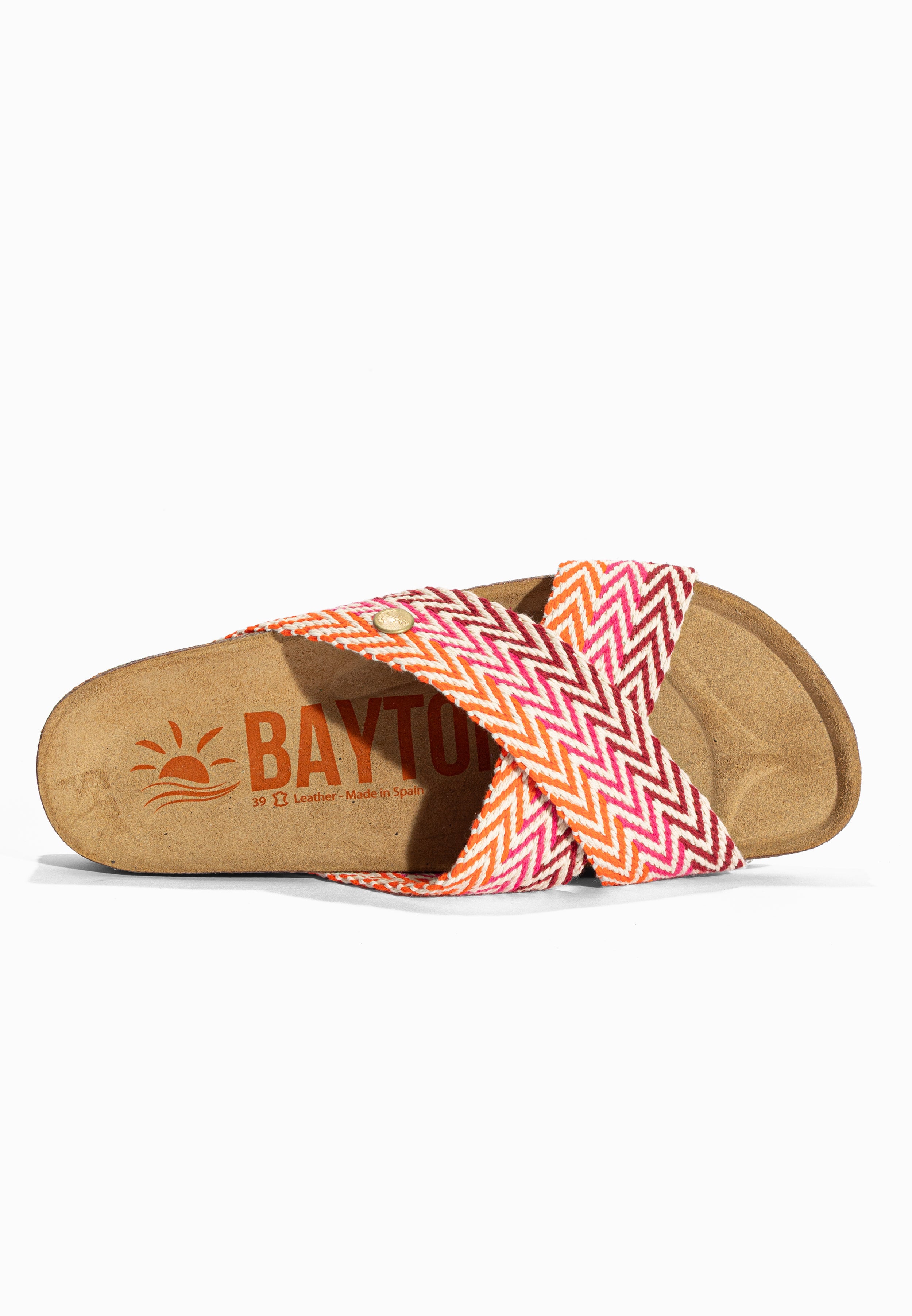 Sandales 2 Brides Burgos Bordeaux Rose et Orange Bayton pour Femme