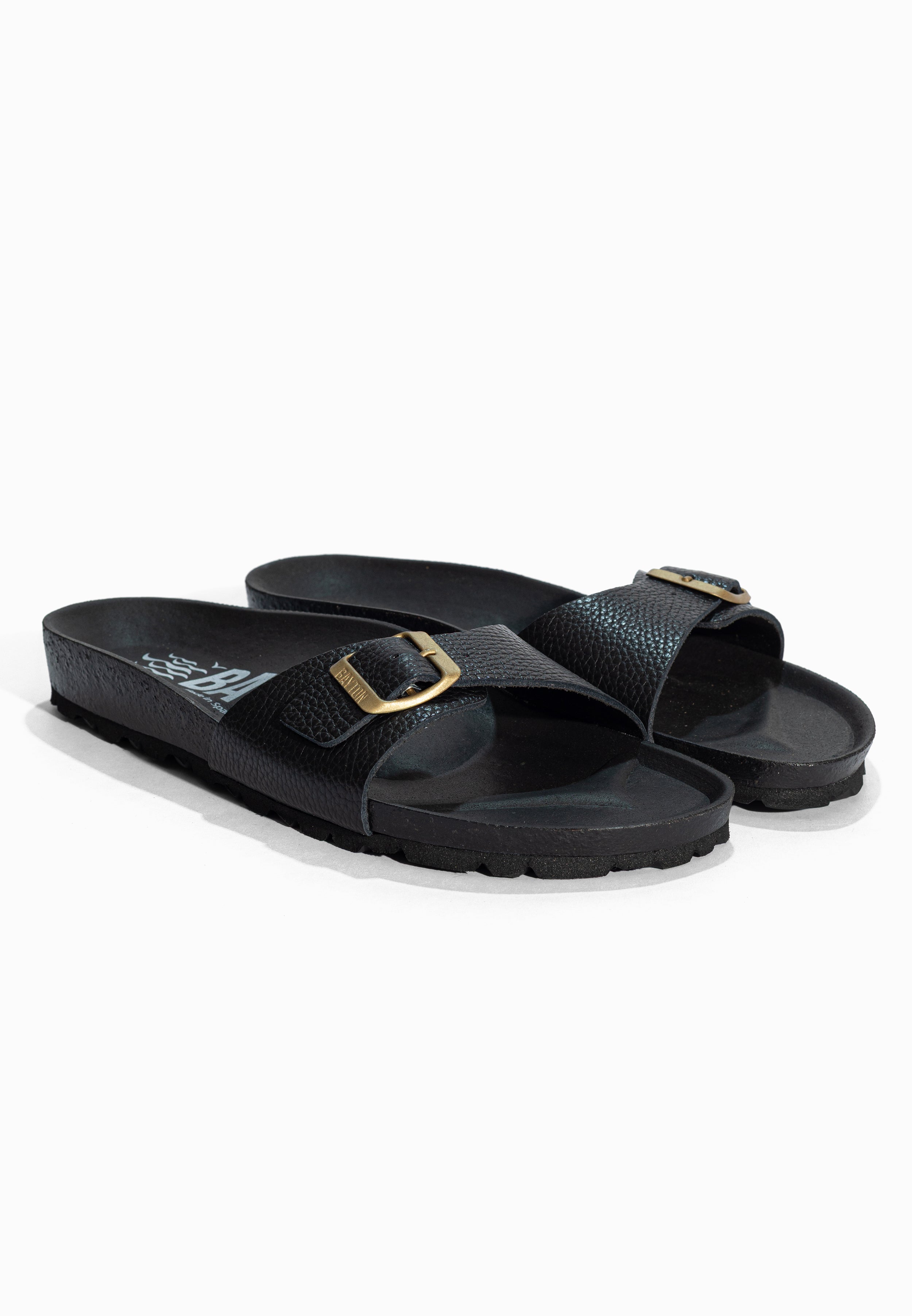 Sandales 1 Bride Zephyr Noir en Cuir Bayton pour Femme