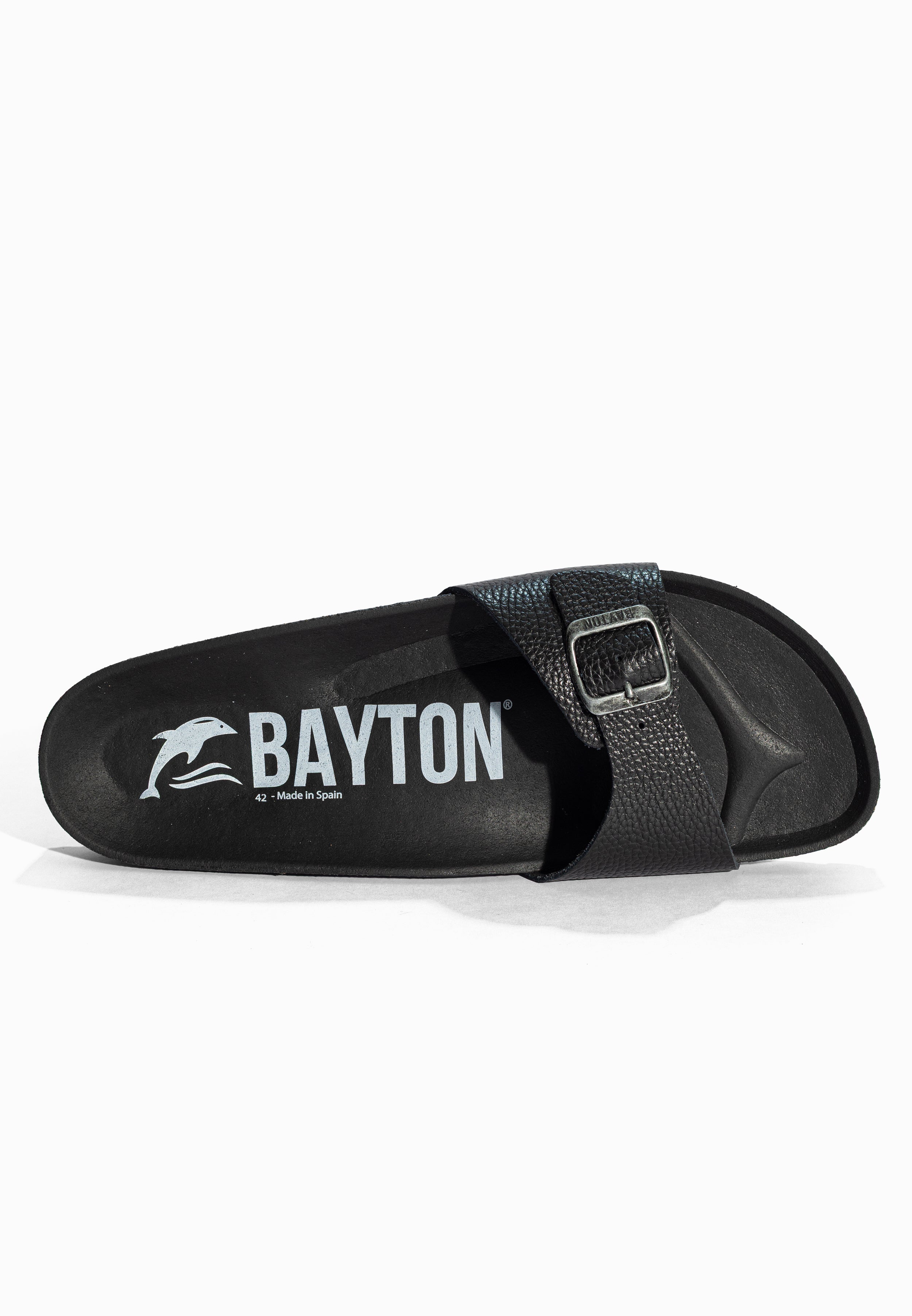 Sandales 1 Bride Zephyr Noir en Cuir Bayton pour Homme