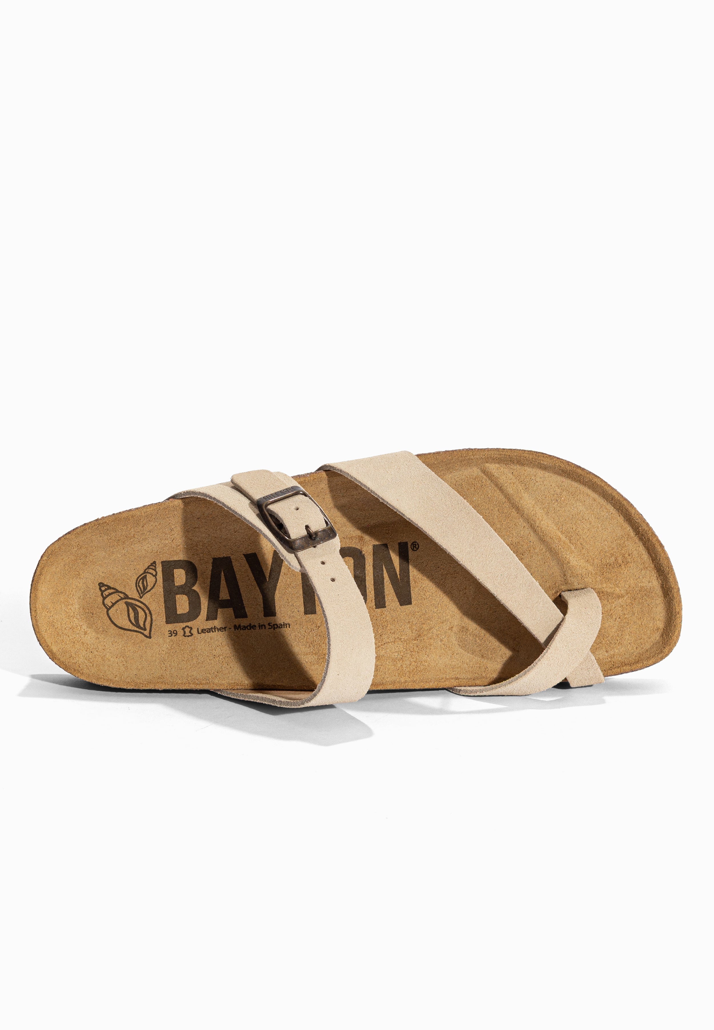 Sandales à Entre-doigts Diane Beige en Cuir Suédé Bayton pour Femme