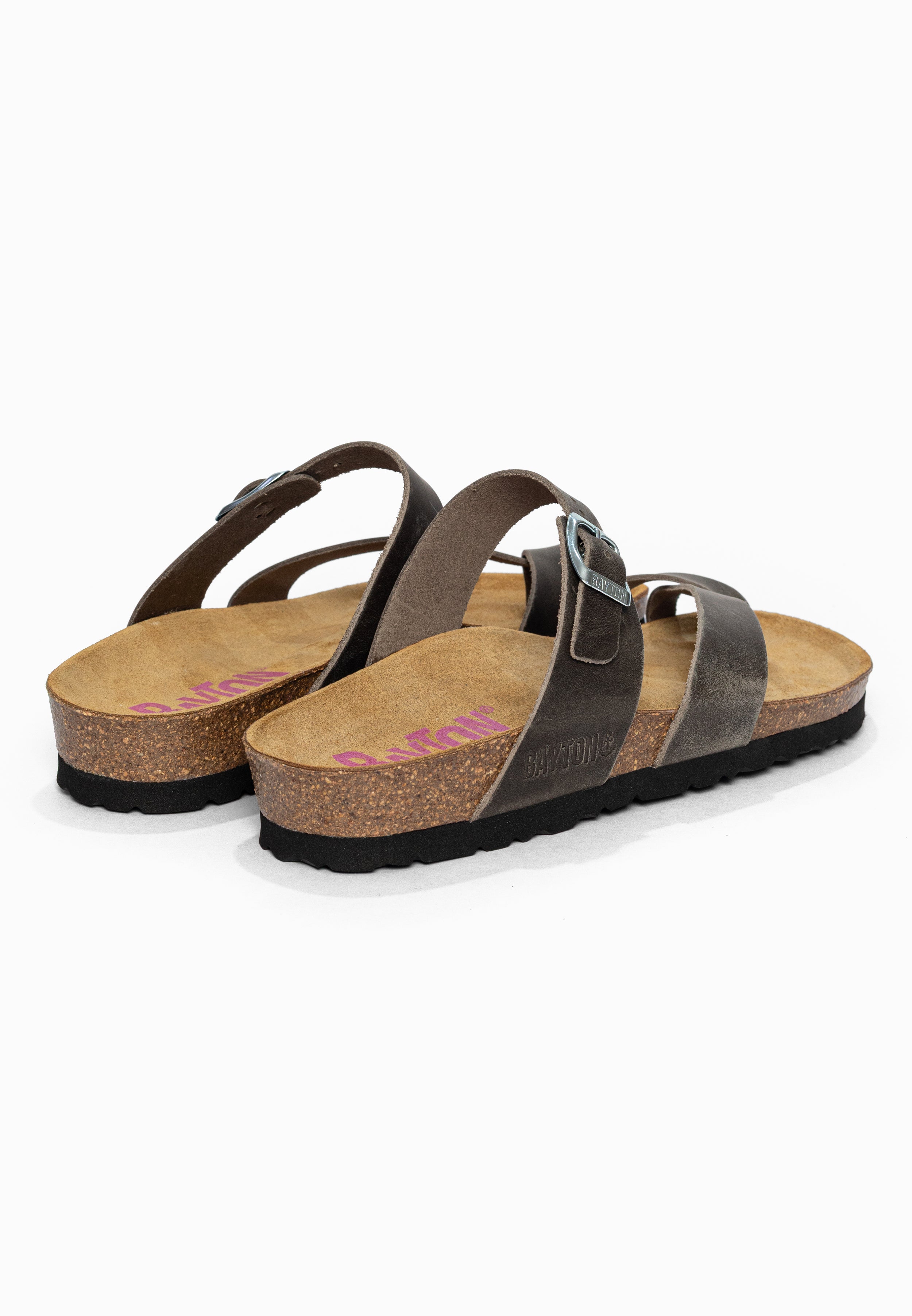 Sandales à Entre-doigts Diane Anthracite en Cuir Bayton pour Femme