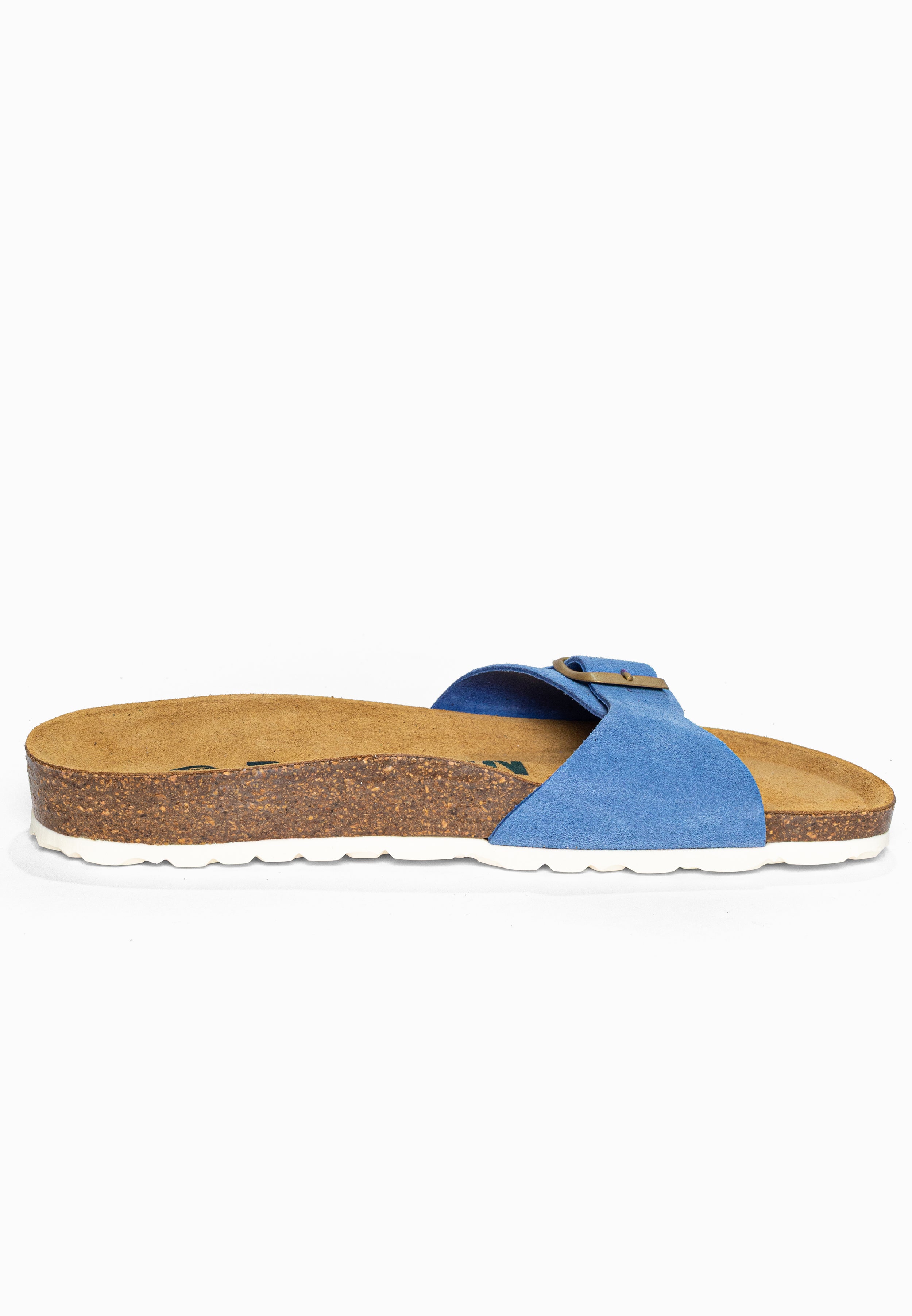 Sandales 1 Bride Zephyr Bleu en Cuir Suédé Bayton pour Femme
