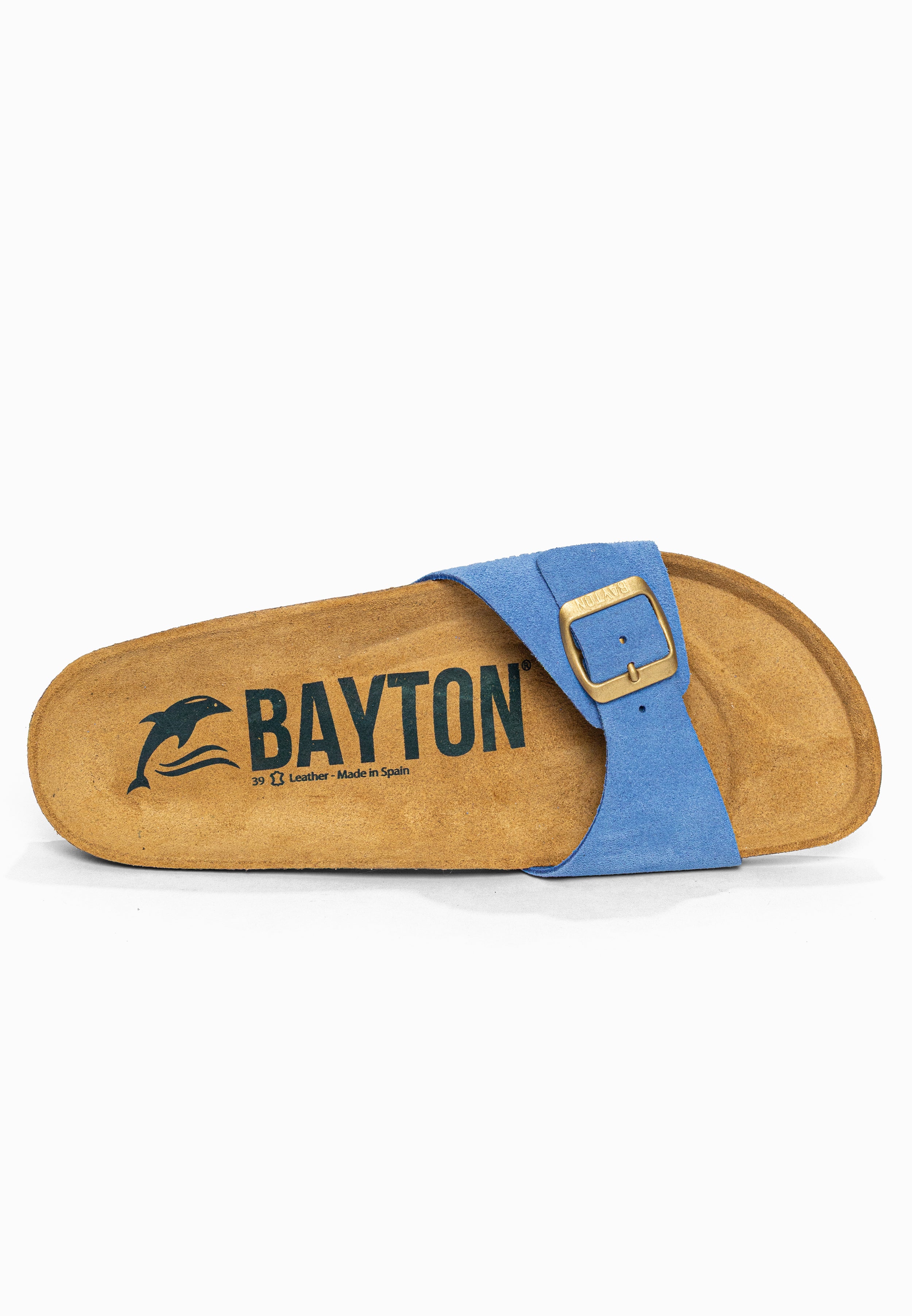 Sandales 1 Bride Zephyr Bleu en Cuir Suédé Bayton pour Femme