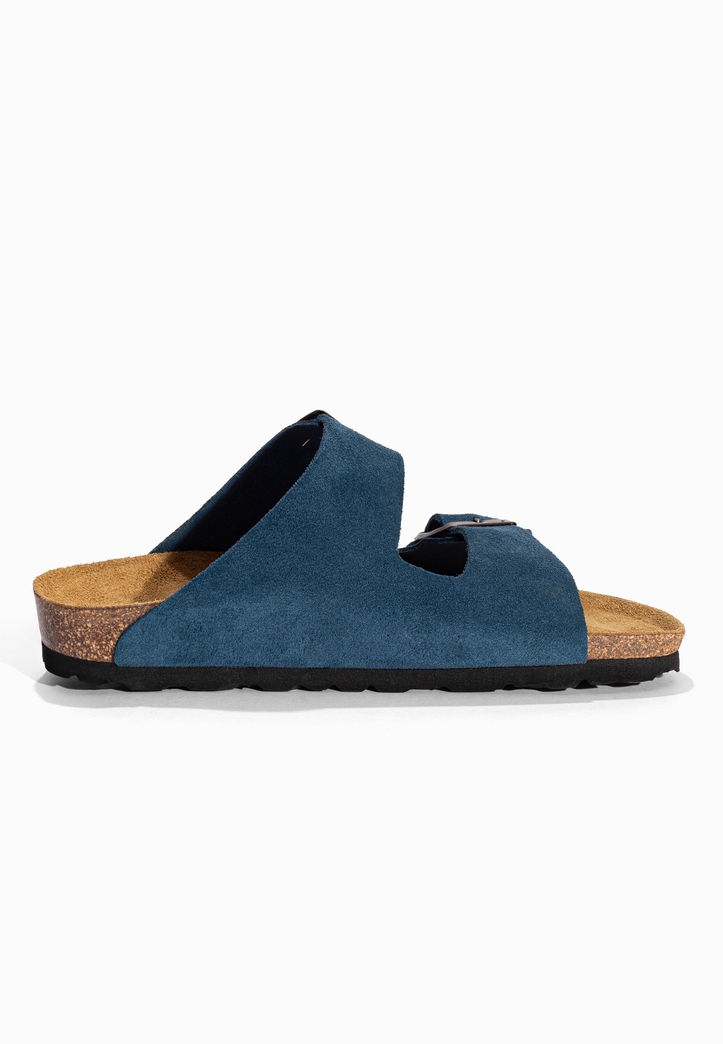 Sandales 2 Brides Atlas Bleu en Cuir Suédé Bayton pour Femme