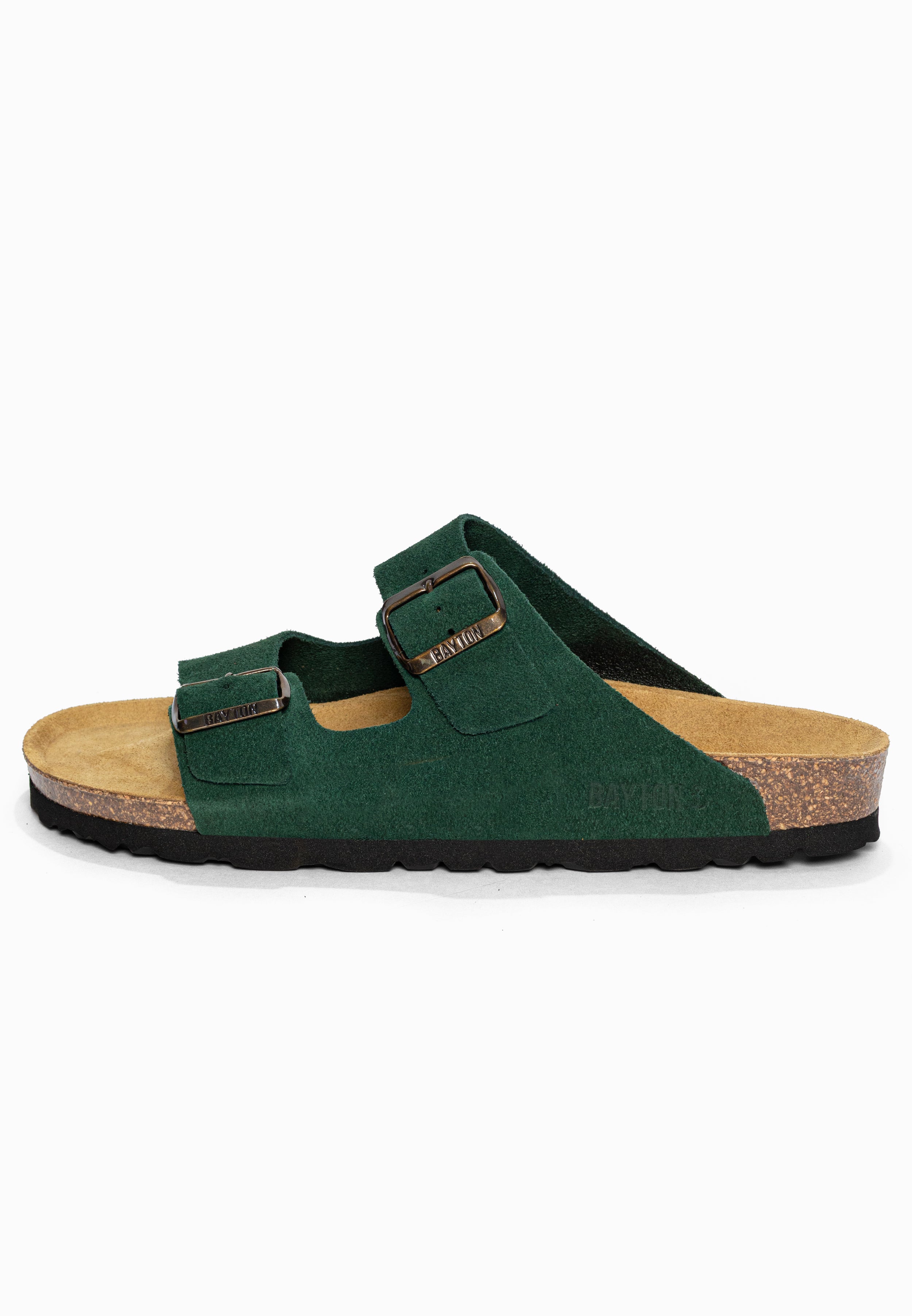 Sandales 2 Brides Atlas Vert foncé en Cuir Suédé Bayton pour Homme