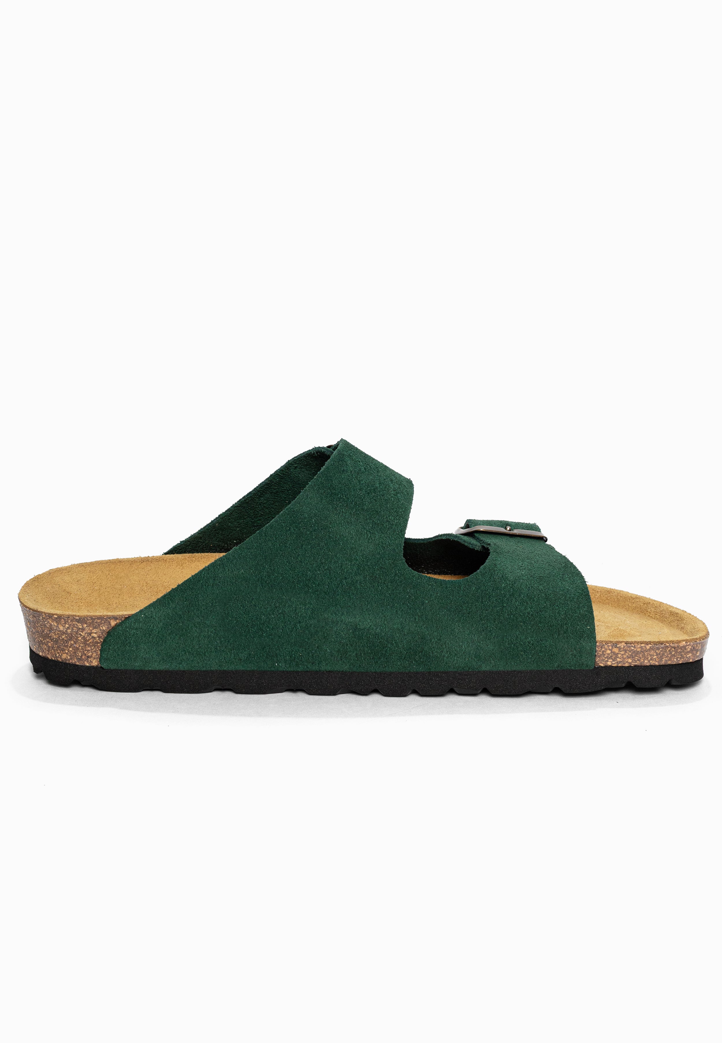 Sandales 2 Brides Atlas Vert foncé en Cuir Suédé Bayton pour Homme