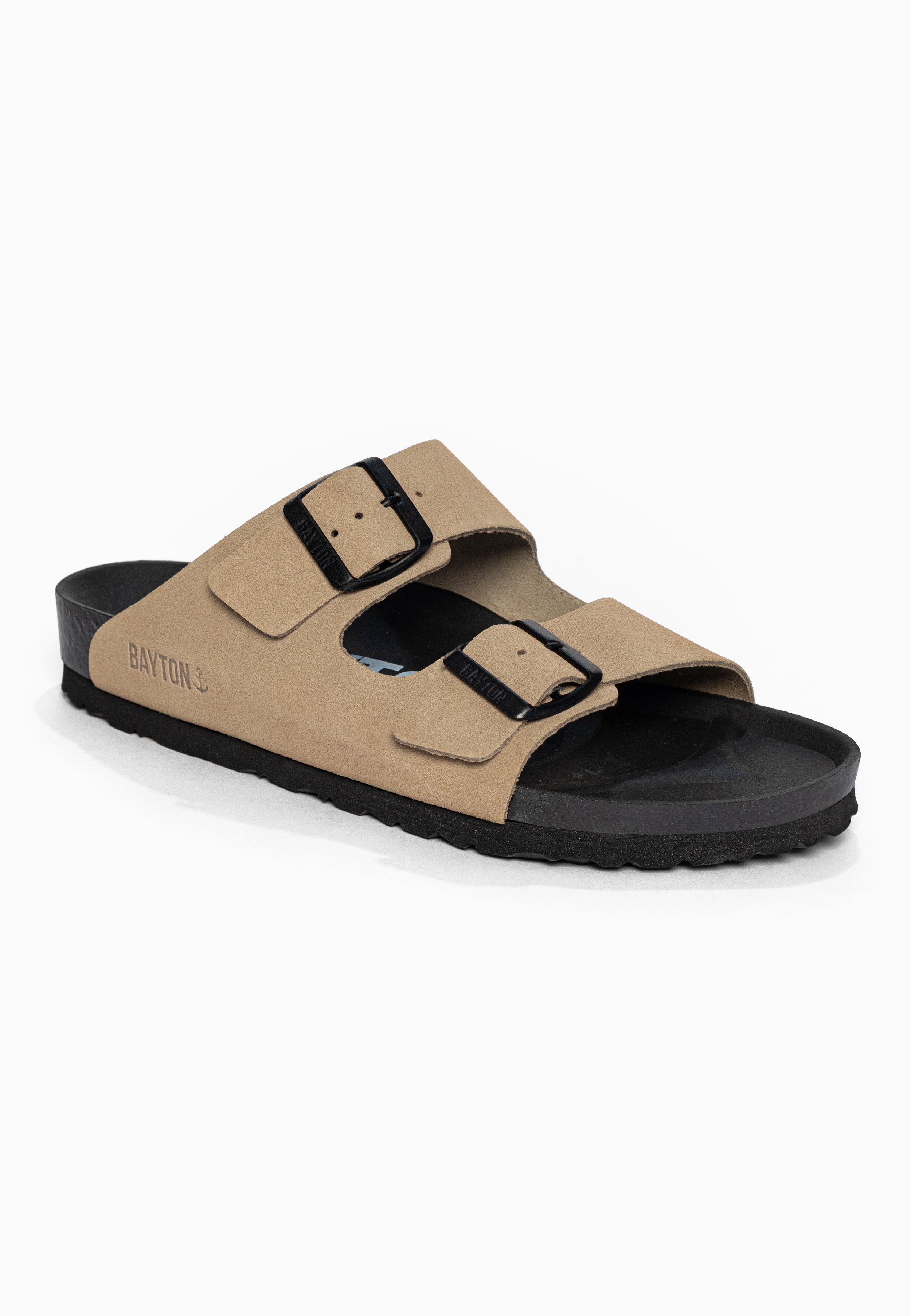 Sandales 2 Brides Atlas Beige en Cuir Suédé Bayton pour Femme