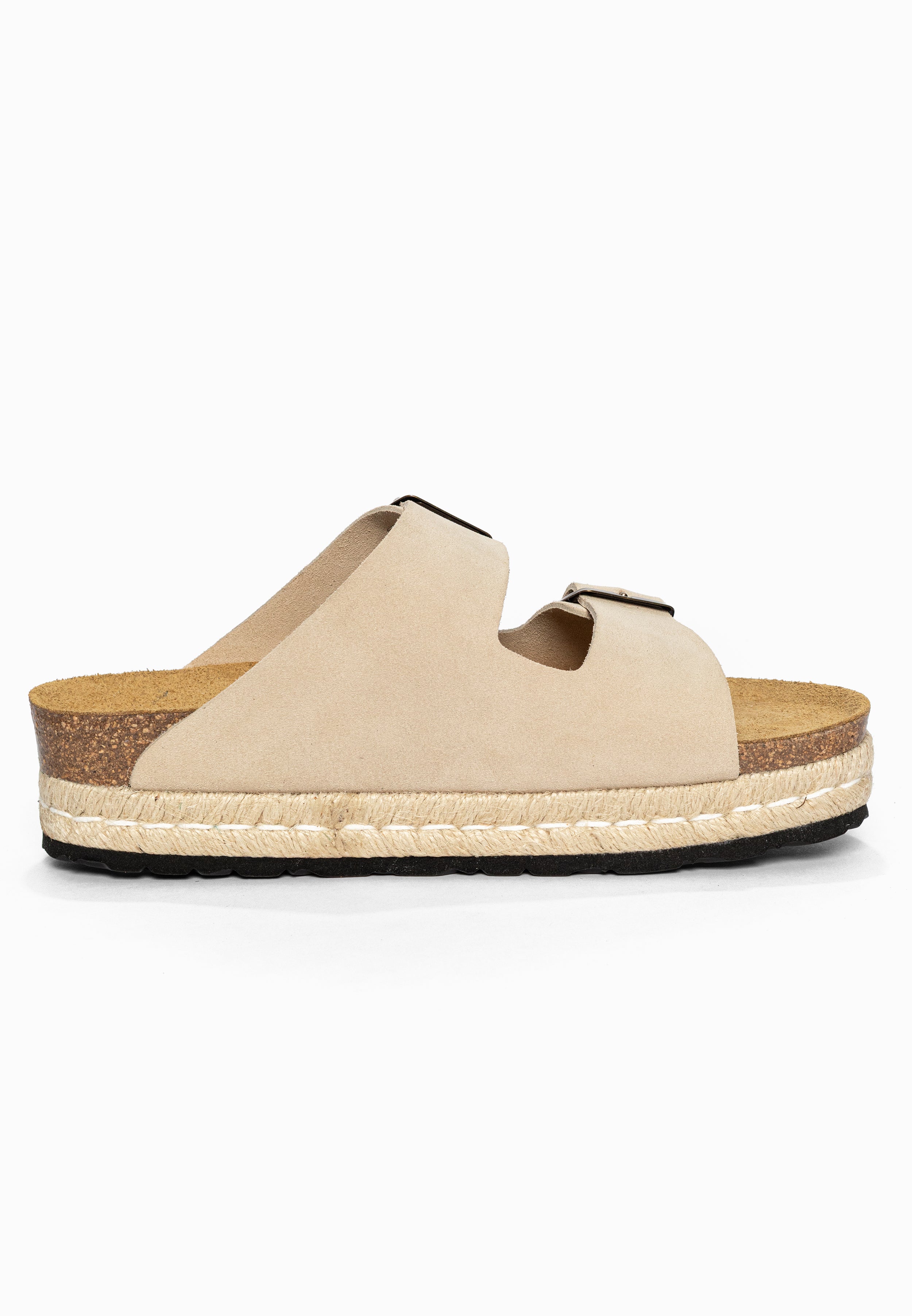 Sandales à Plateforme Alcee Beige en Cuir Suédé Bayton pour Femme