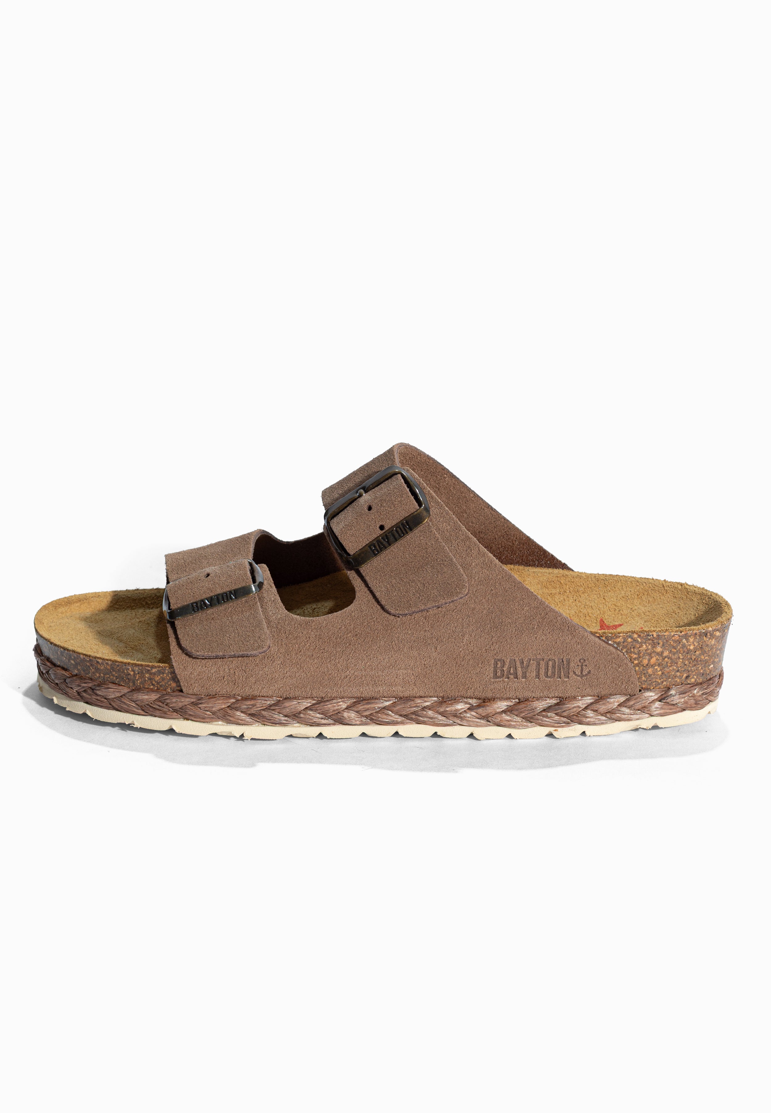 Sandales 2 Brides Benalla Beige foncé en Cuir Suédé Bayton pour Femme