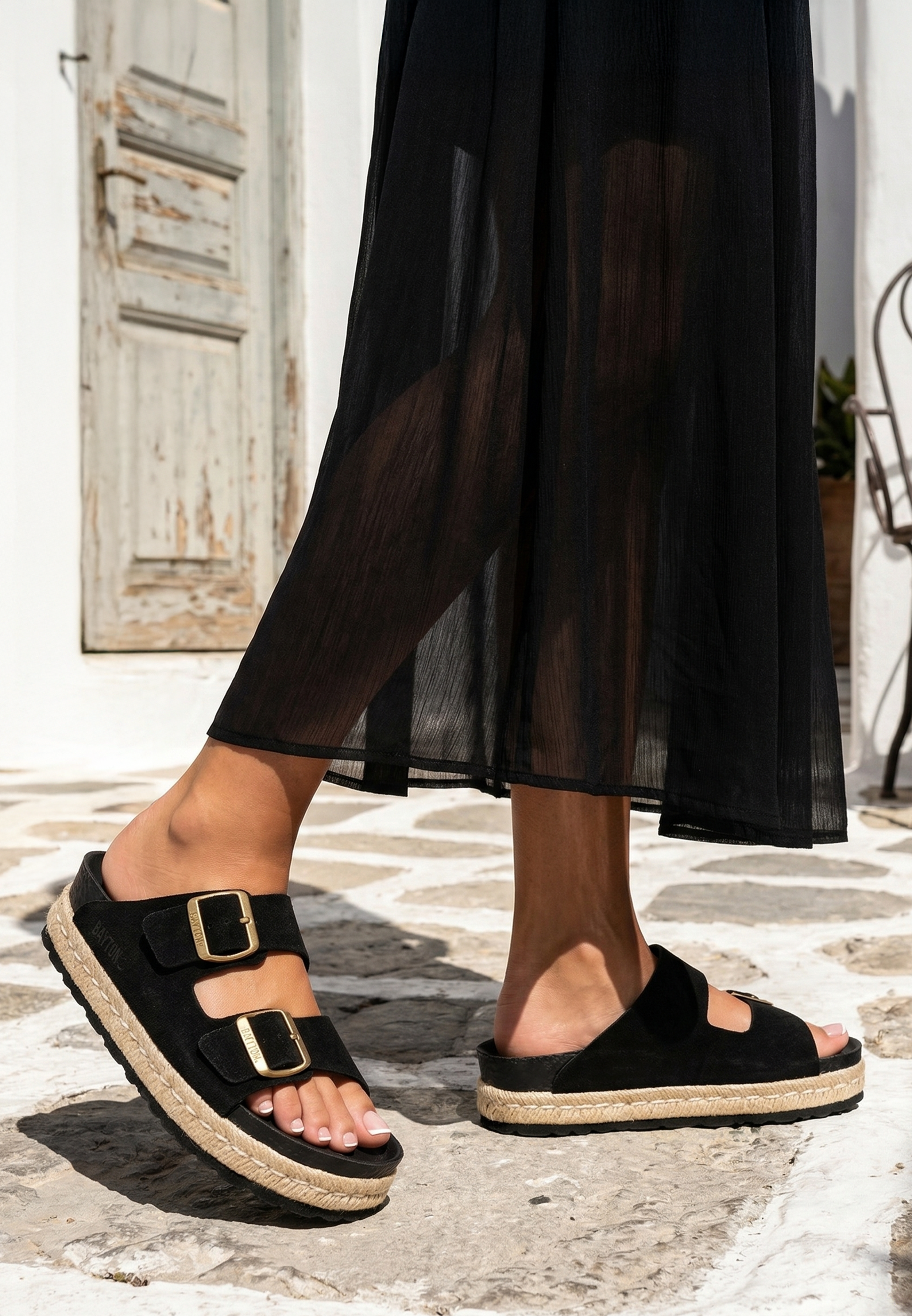 Sandales Alcee Noir en Cuir Suédé