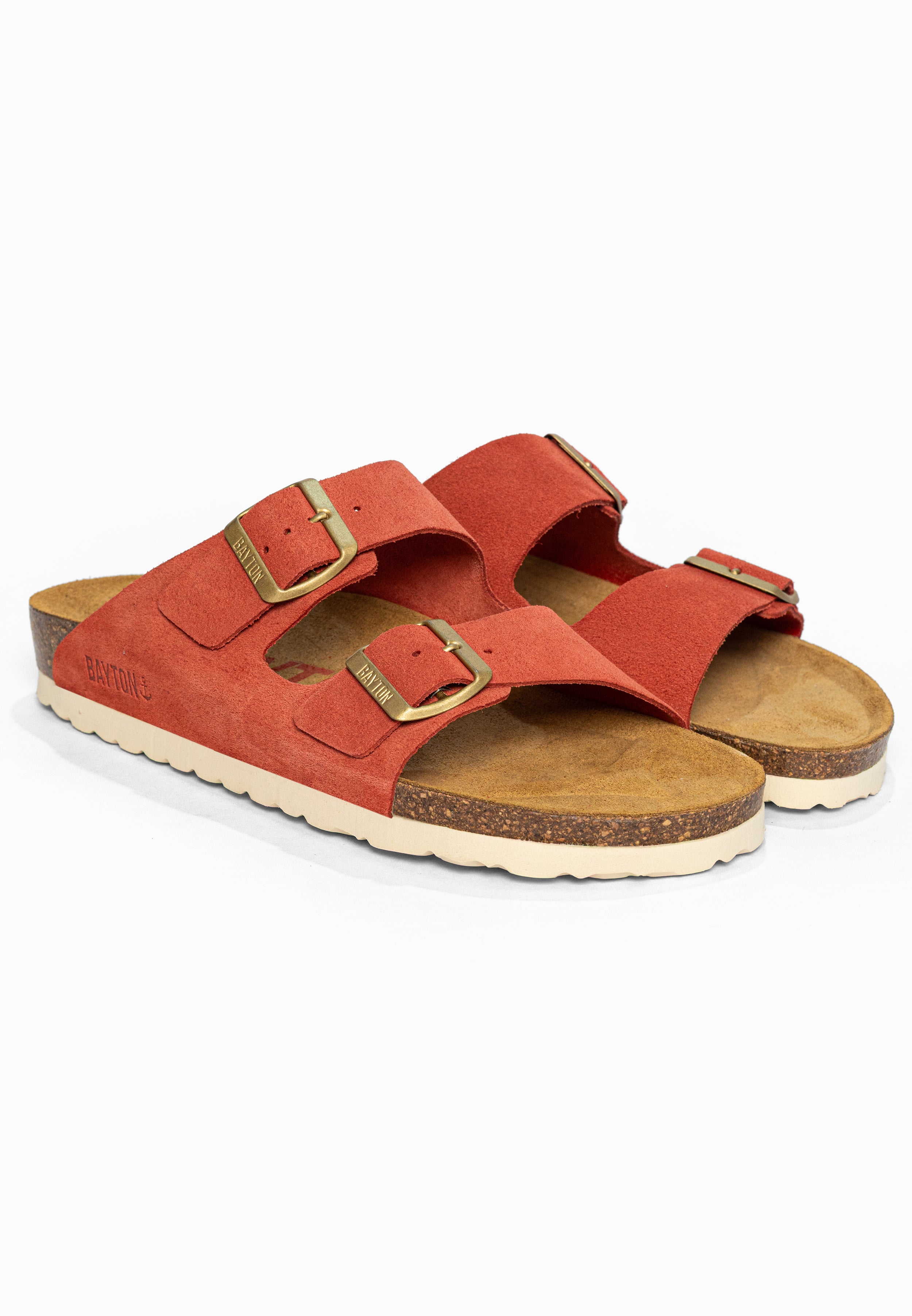Sandales 2 Brides Atlas Terracotta en Cuir Suédé Bayton pour Femme