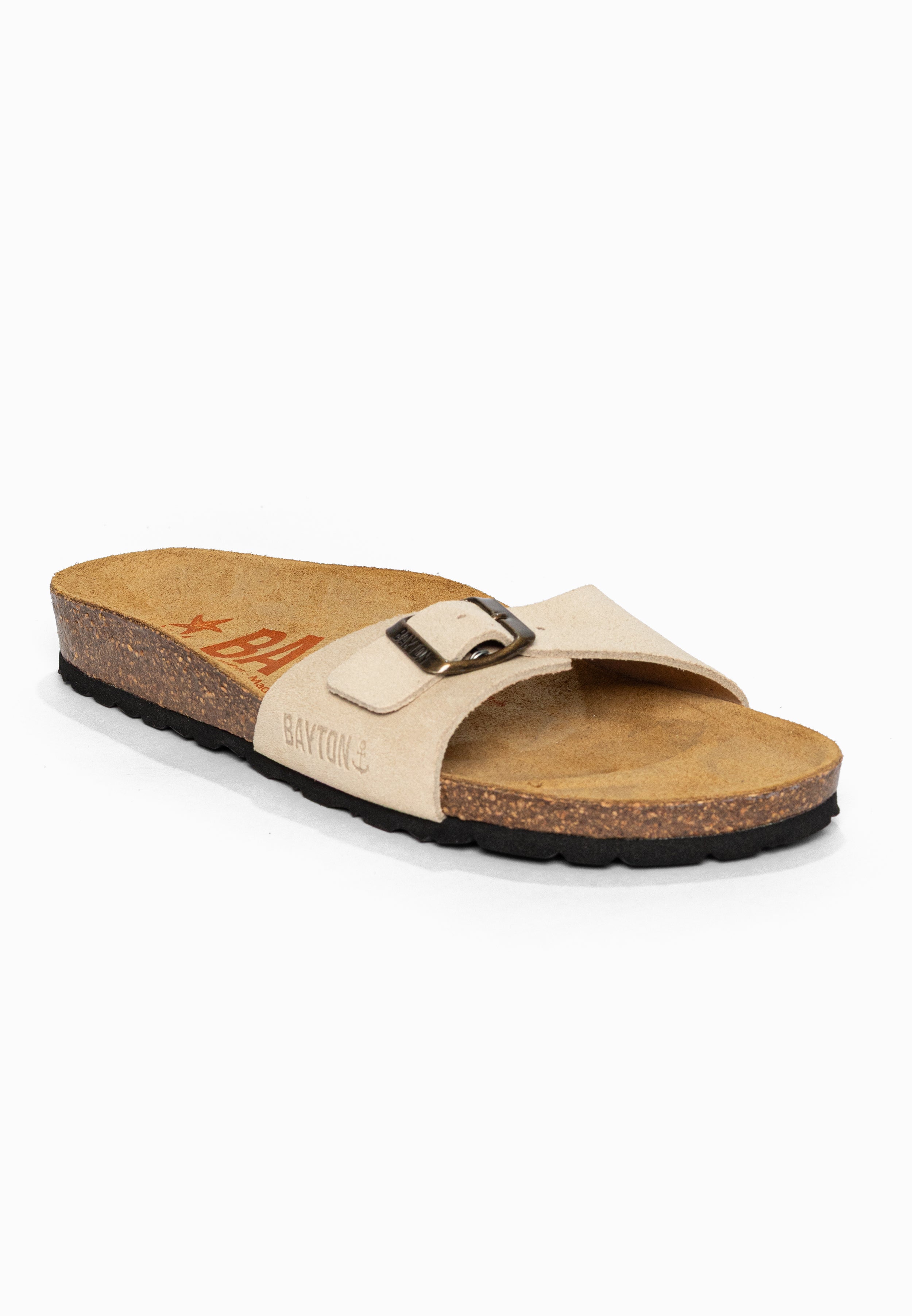 Sandales 1 Bride Zephyr Beige en Cuir Suédé Bayton pour Femme