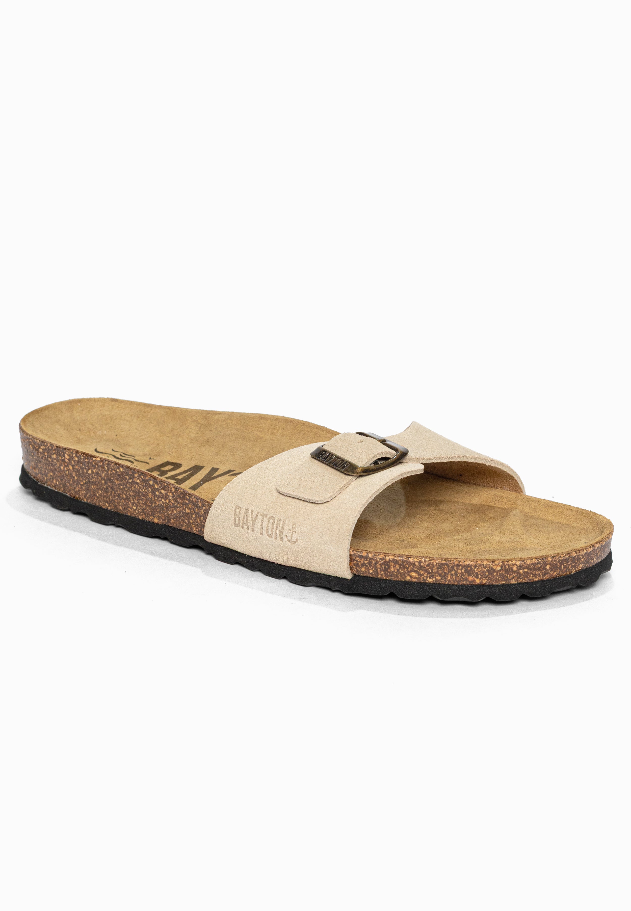 Sandales 1 Bride Zephyr Beige en Cuir Suédé Bayton pour Homme