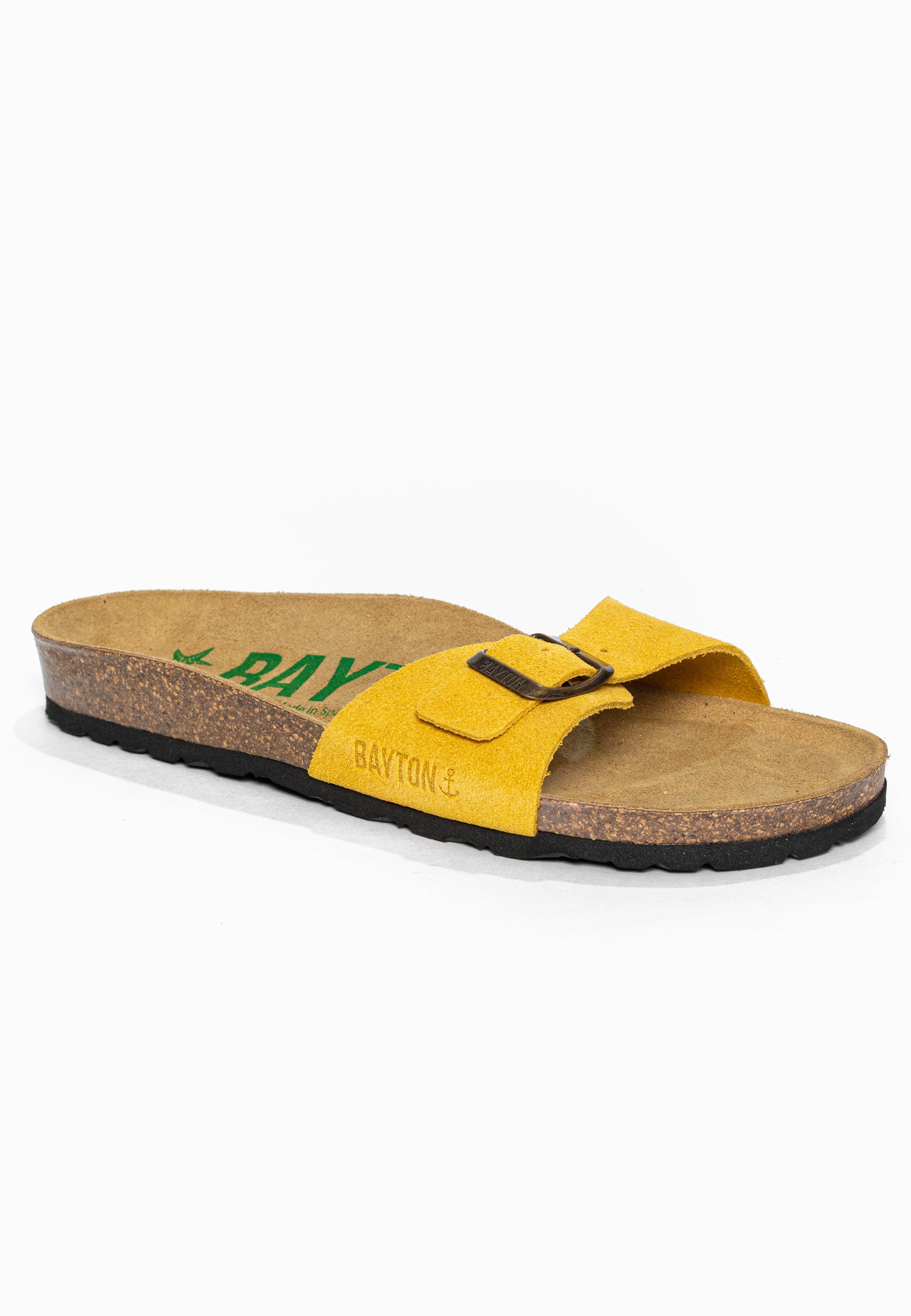 Sandales 1 Bride Zephyr Jaune en Cuir Suédé Bayton pour Femme