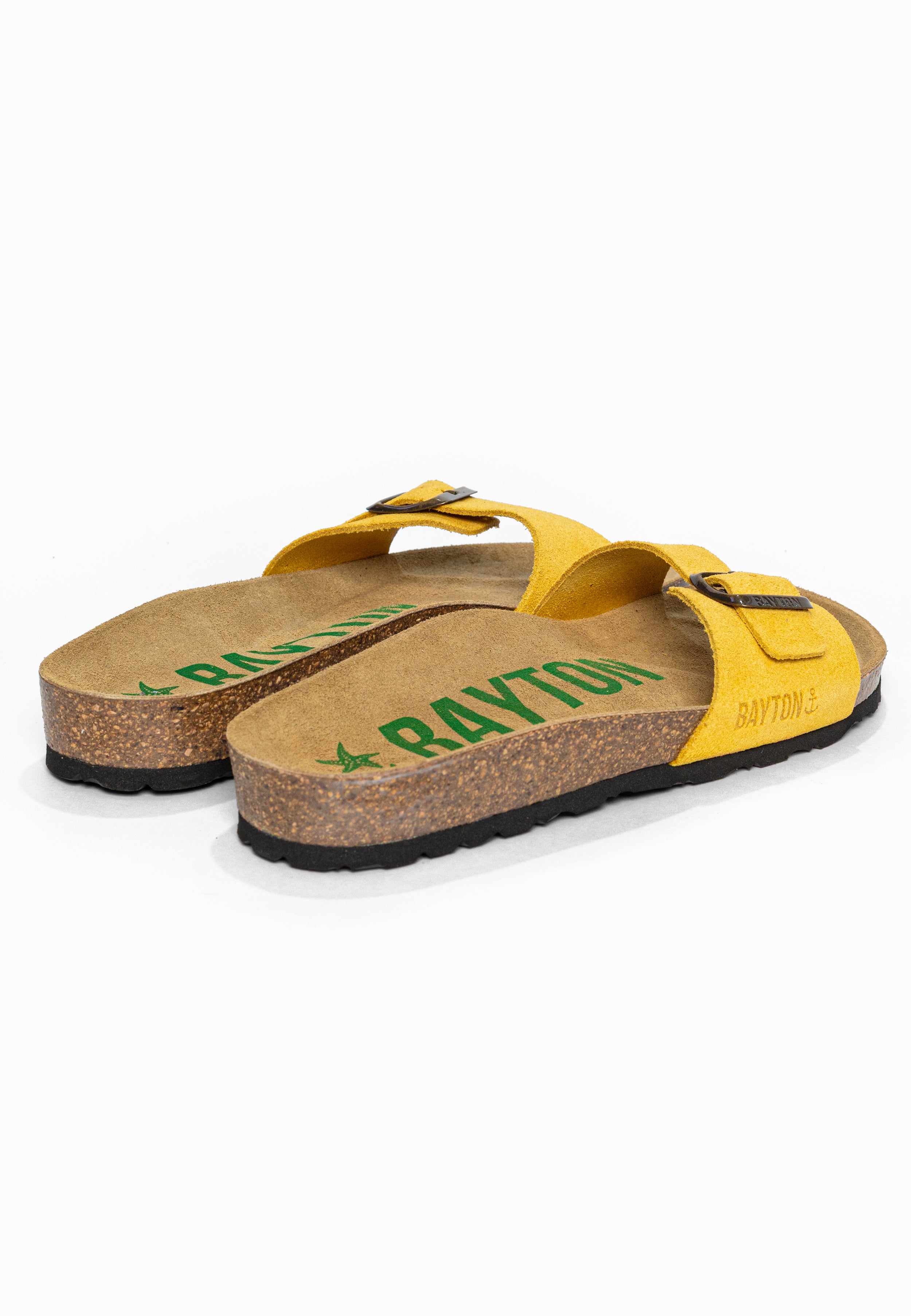 Sandales 1 Bride Zephyr Jaune en Cuir Suédé Bayton pour Femme