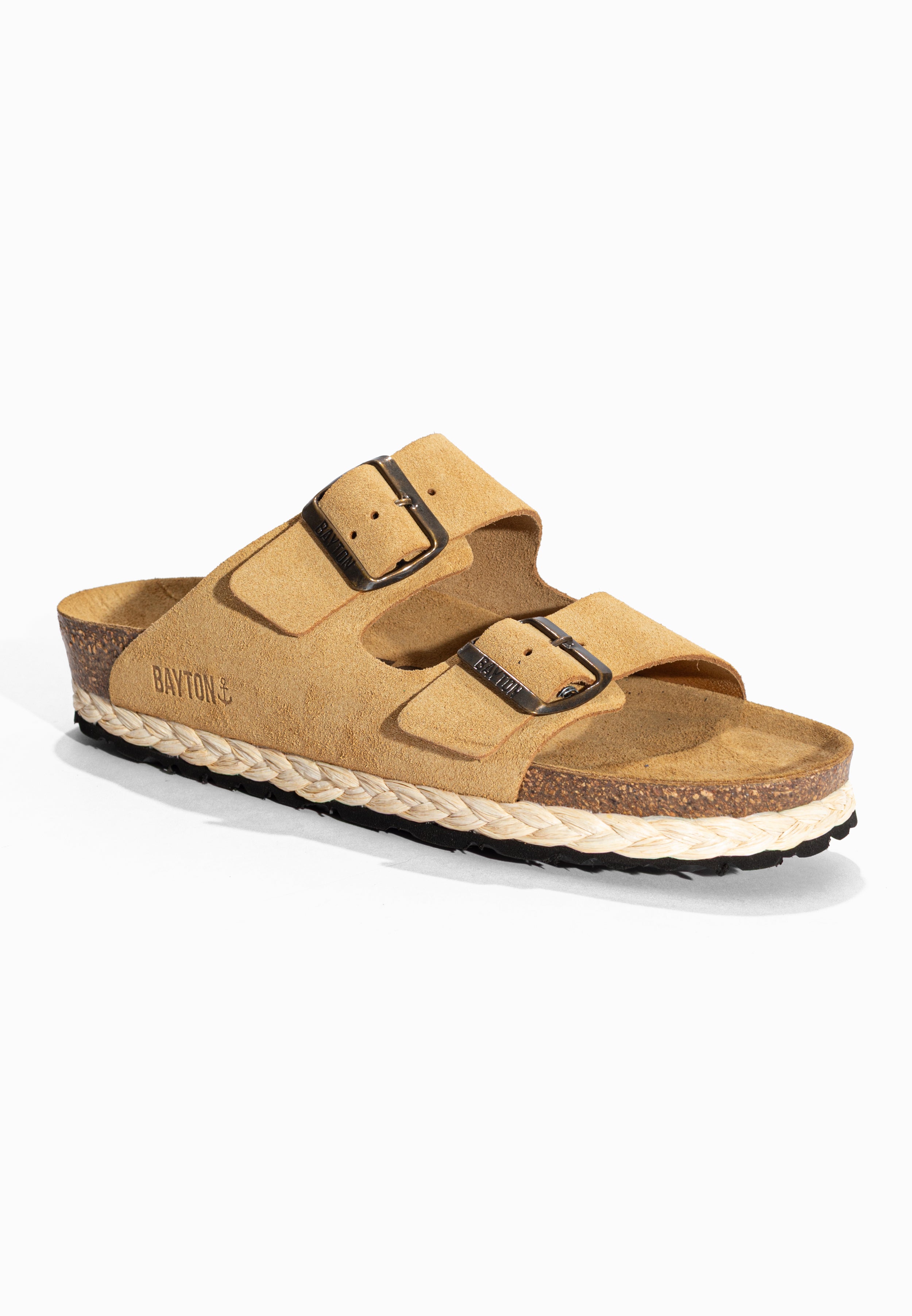 Sandales 2 Brides Benalla Camel en Cuir Suédé Bayton pour Femme