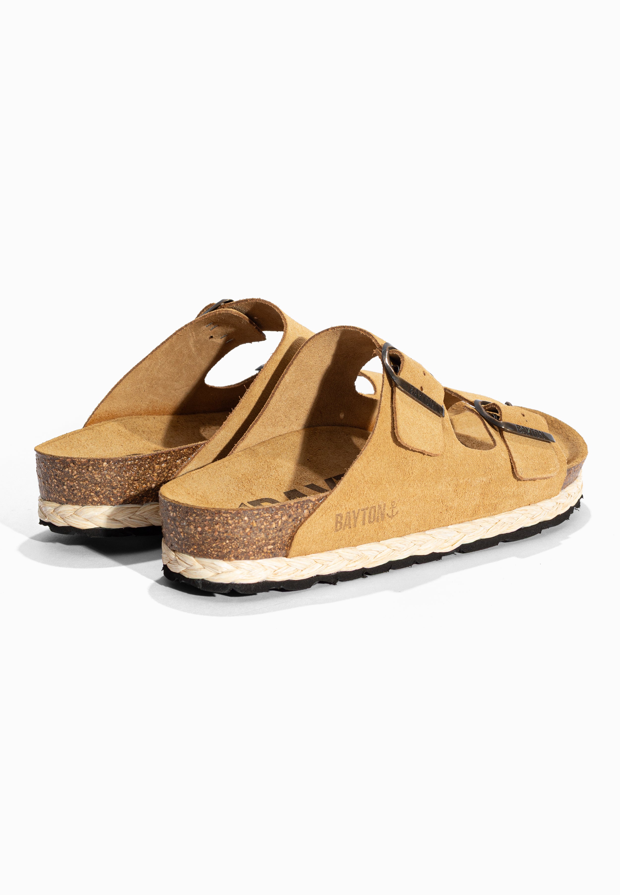Sandales 2 Brides Benalla Camel en Cuir Suédé Bayton pour Femme