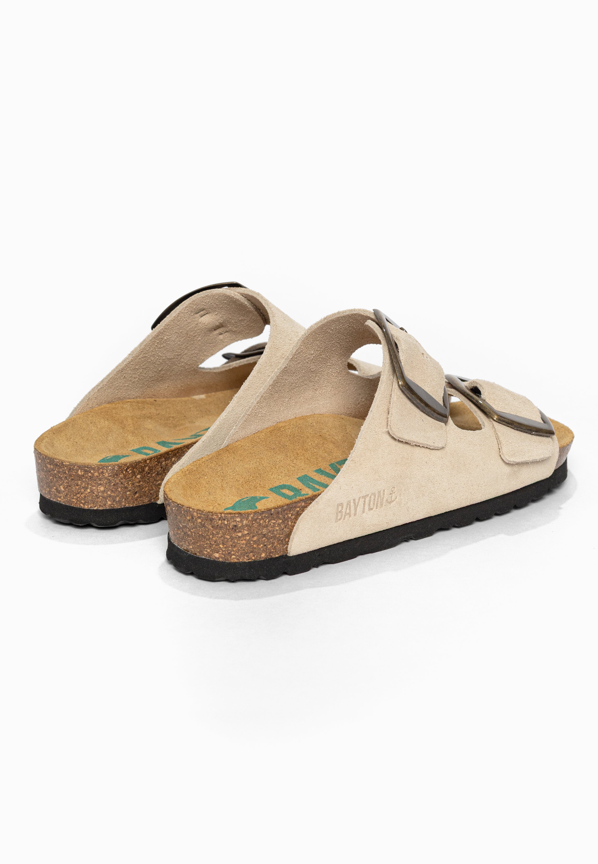 Sandales 2 Brides Alicante Beige en Cuir Suédé Bayton pour Femme